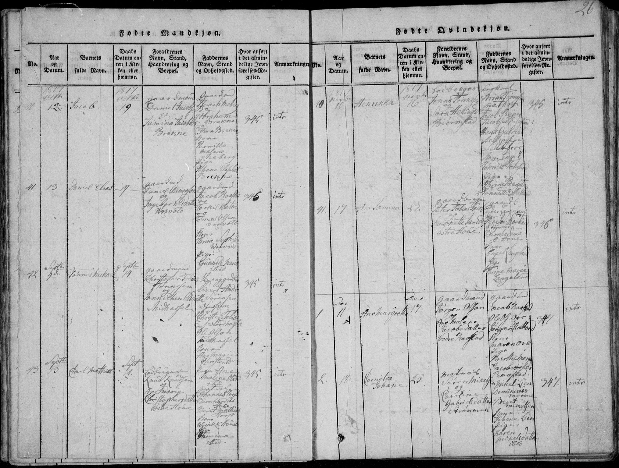 Lista sokneprestkontor, SAK/1111-0027/F/Fa/L0007: Parish register (official) no. A 7, 1816-1823, p. 26