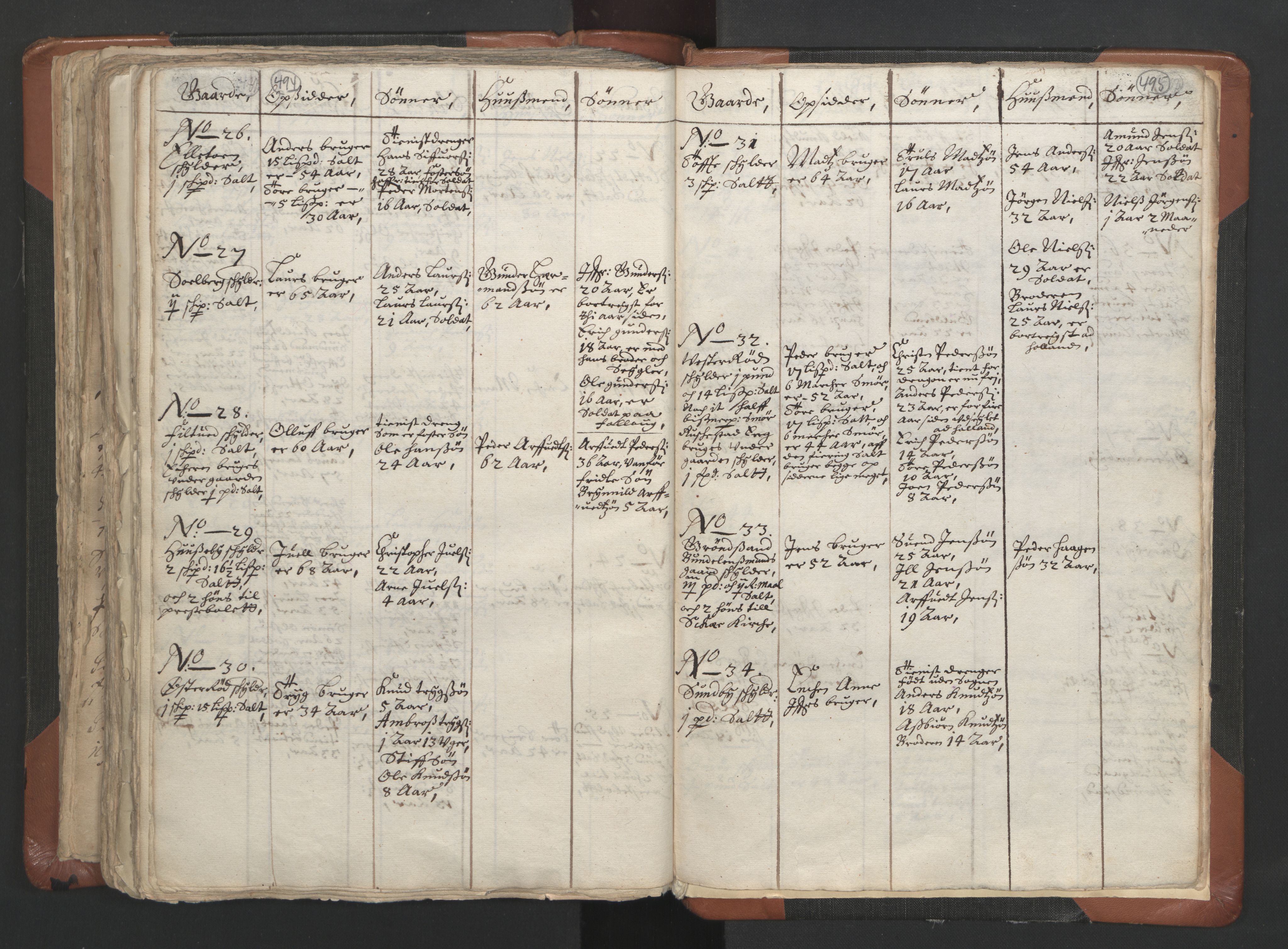 RA, Vicar's Census 1664-1666, no. 9: Bragernes deanery, 1664-1666, p. 494-495