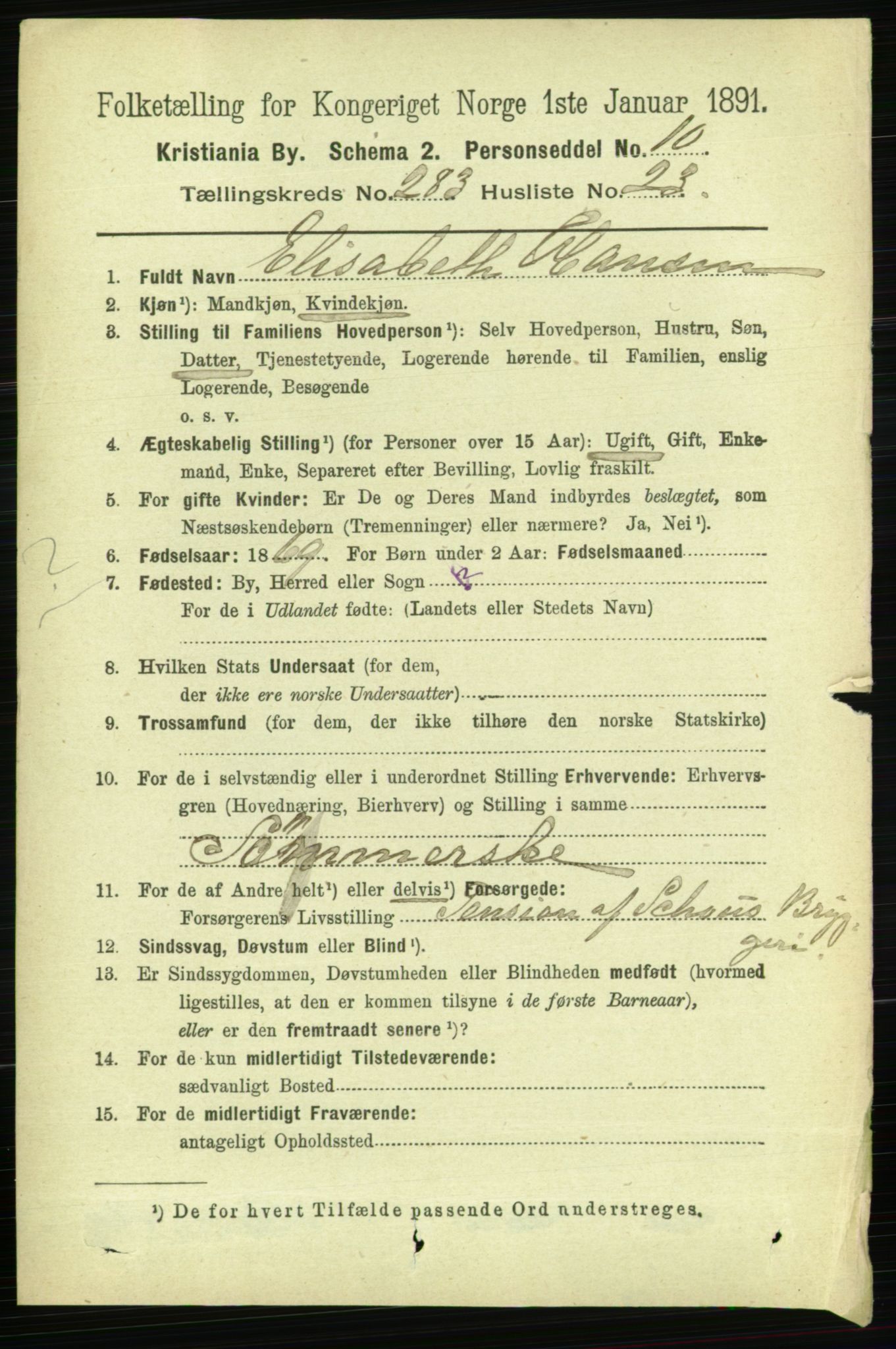 RA, 1891 census for 0301 Kristiania, 1891, p. 173447