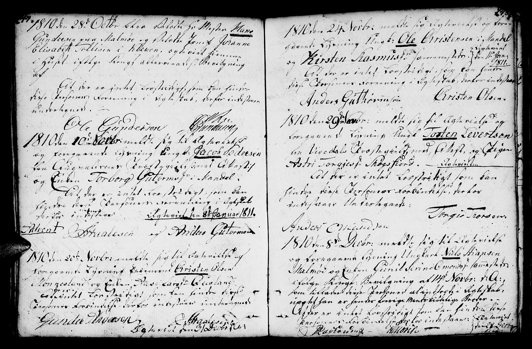 Mandal sokneprestkontor, AV/SAK-1111-0030/F/Fa/Faa/L0007: Parish register (official) no. A 7, 1783-1818, p. 247-248