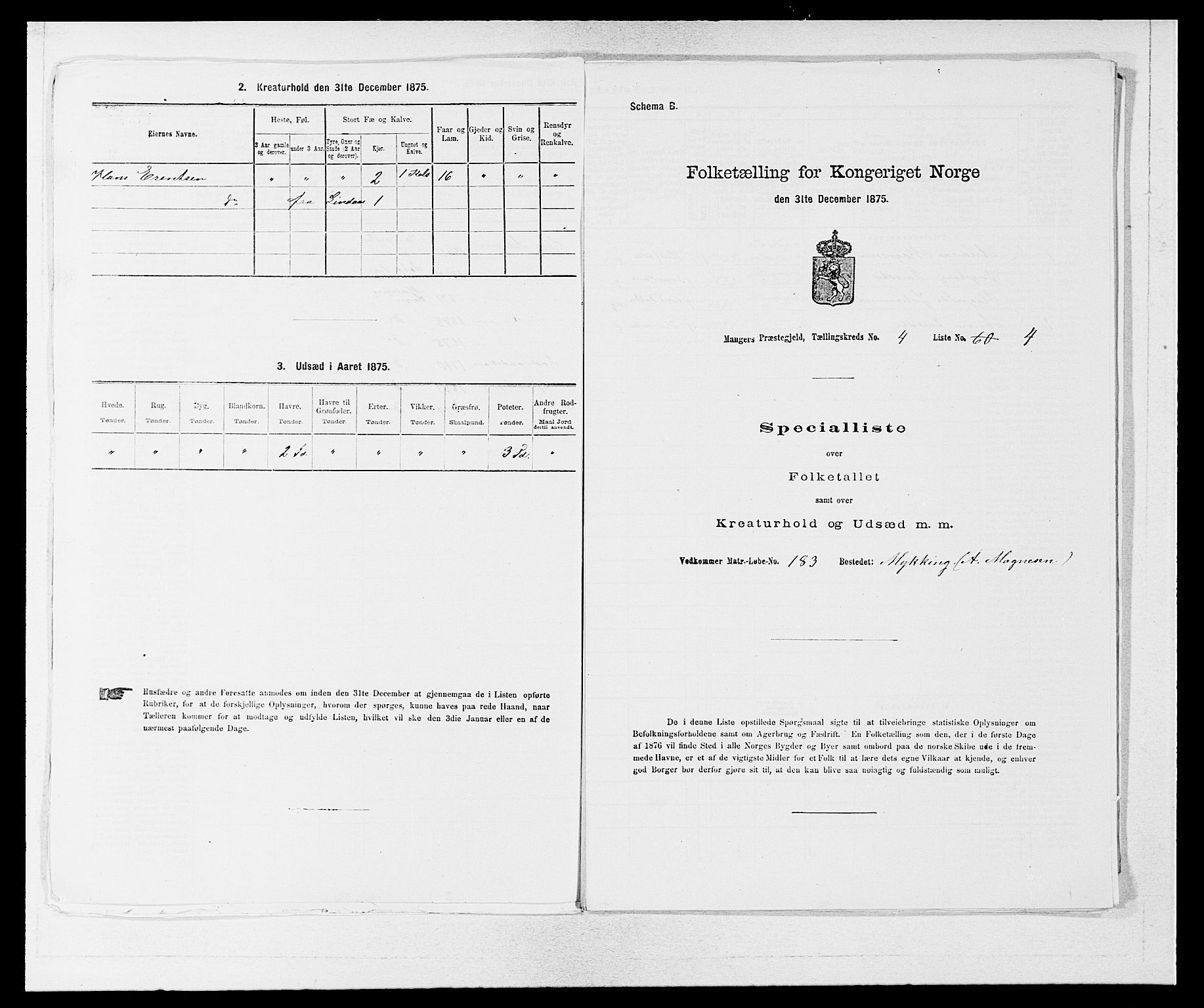 SAB, 1875 census for 1261P Manger, 1875, p. 633