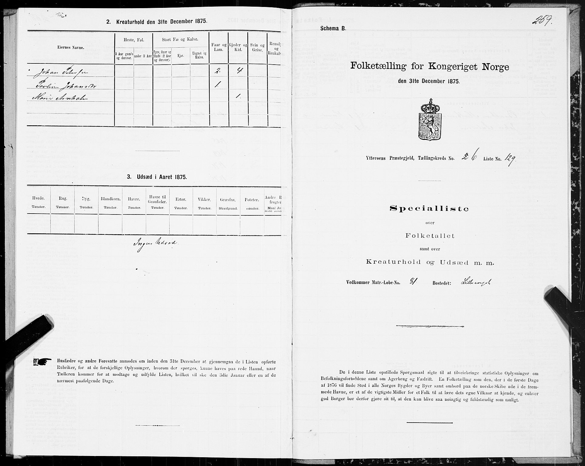 SAT, 1875 census for 1722P Ytterøy, 1875, p. 3259