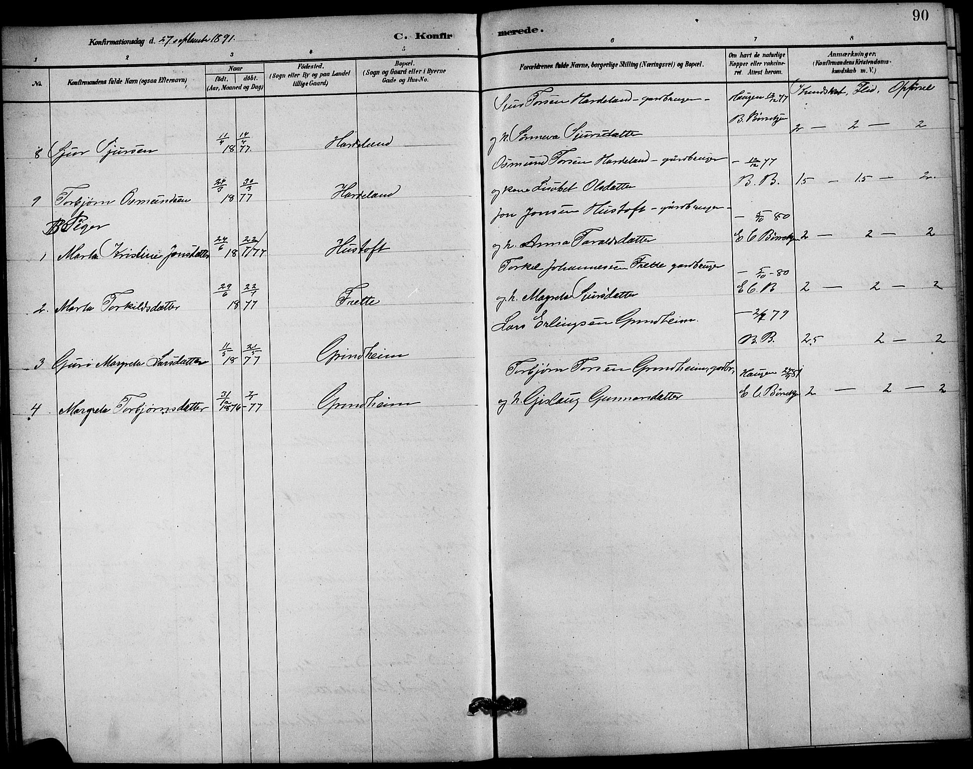 Etne sokneprestembete, AV/SAB-A-75001/H/Hab: Parish register (copy) no. C 4, 1879-1896, p. 90