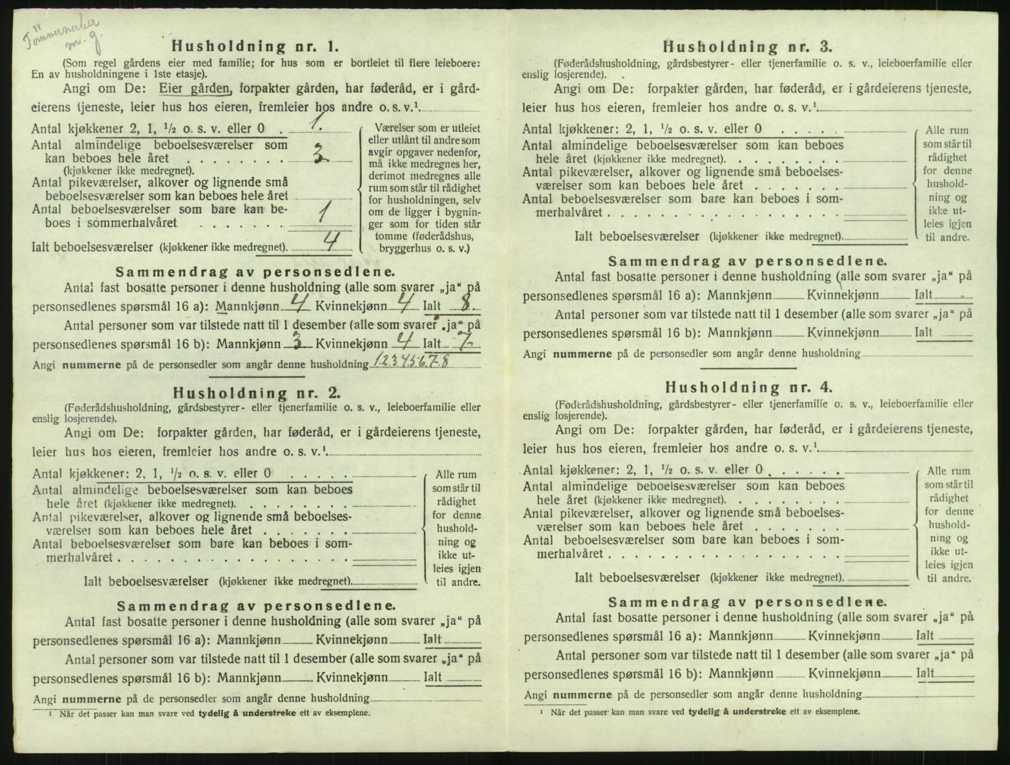 SAK, 1920 census for Birkenes, 1920, p. 660