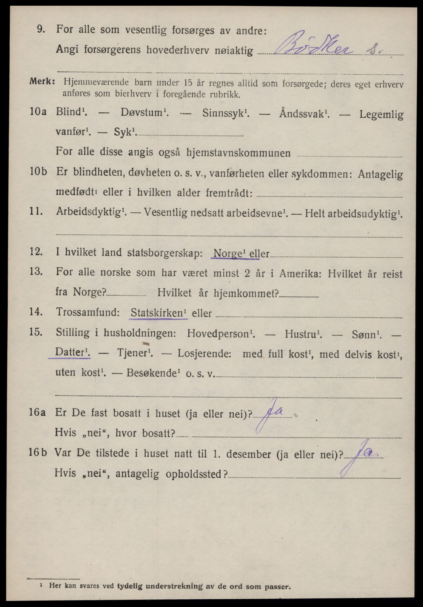 SAT, 1920 census for Tingvoll, 1920, p. 2009