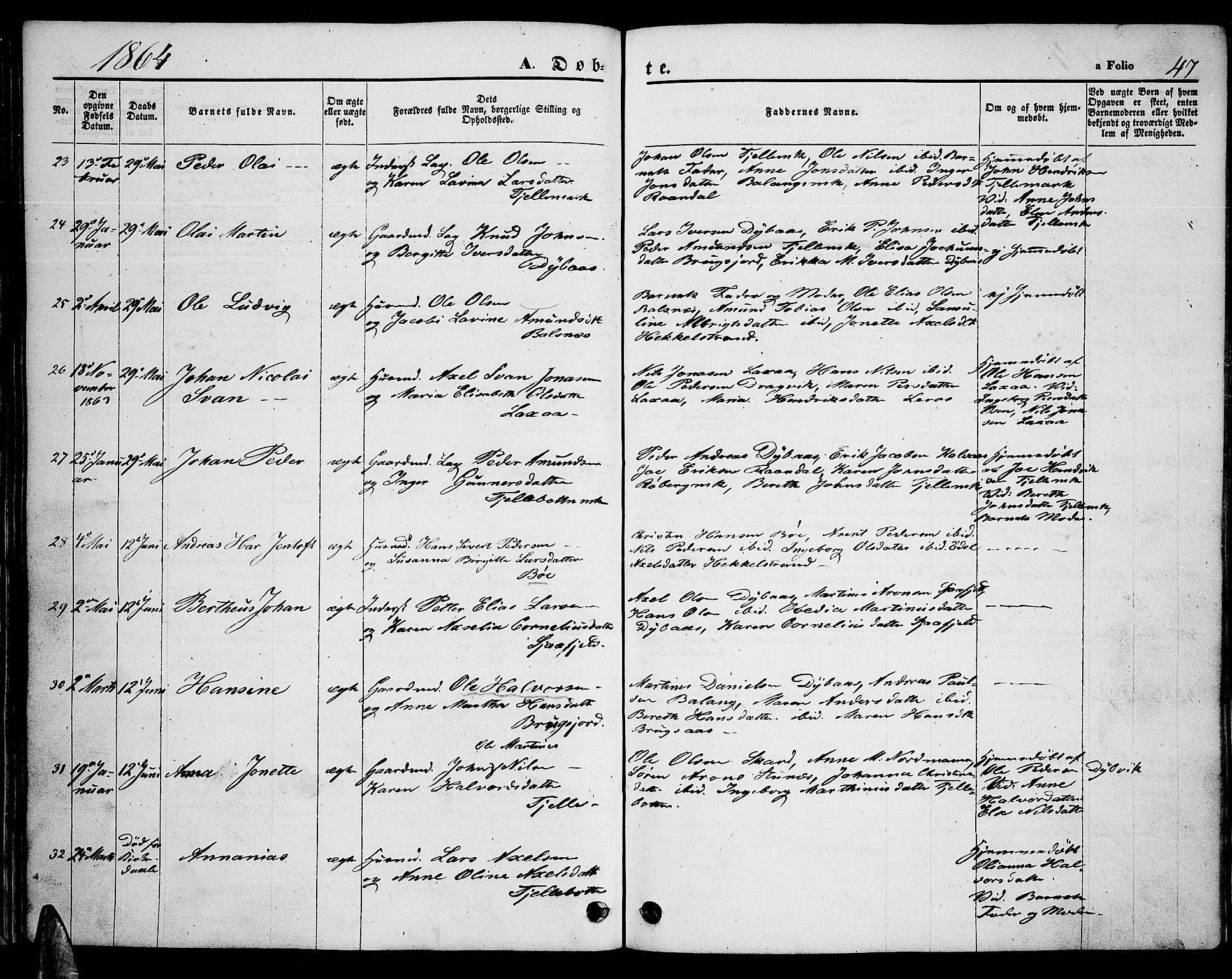 Ministerialprotokoller, klokkerbøker og fødselsregistre - Nordland, AV/SAT-A-1459/863/L0912: Parish register (copy) no. 863C02, 1858-1876, p. 47