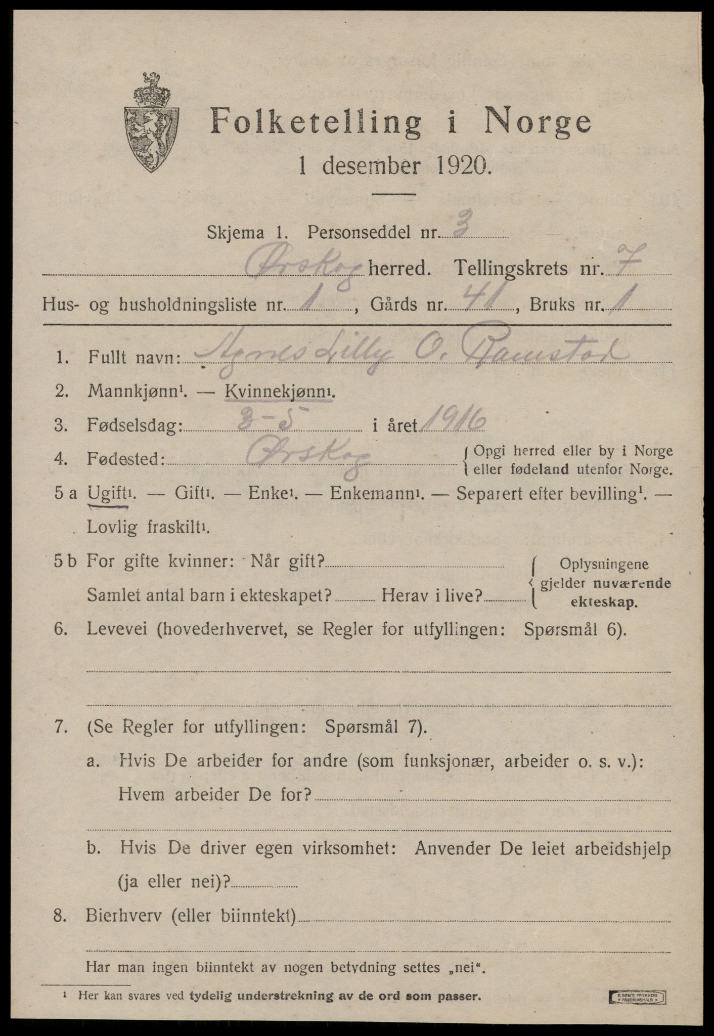 SAT, 1920 census for Ørskog, 1920, p. 3612