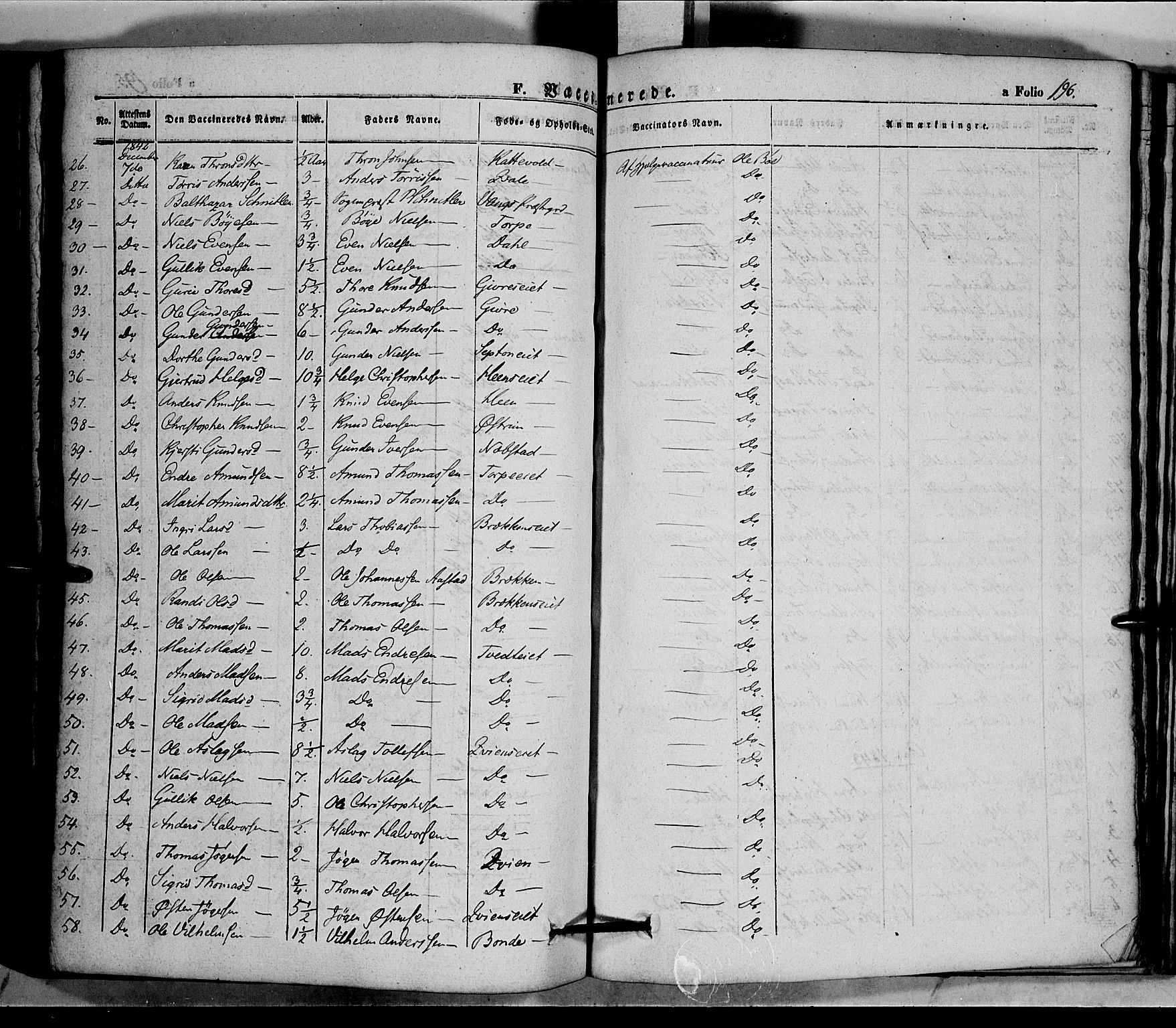 Vang prestekontor, Valdres, SAH/PREST-140/H/Ha/L0005: Parish register (official) no. 5, 1831-1845, p. 196
