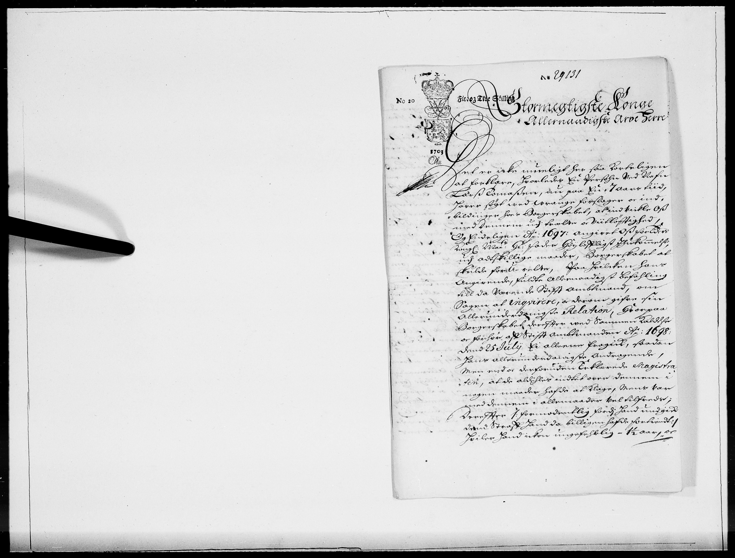 Danske Kanselli 1572-1799, AV/RA-EA-3023/F/Fc/Fcc/Fcca/L0054: Norske innlegg 1572-1799, 1703, p. 342