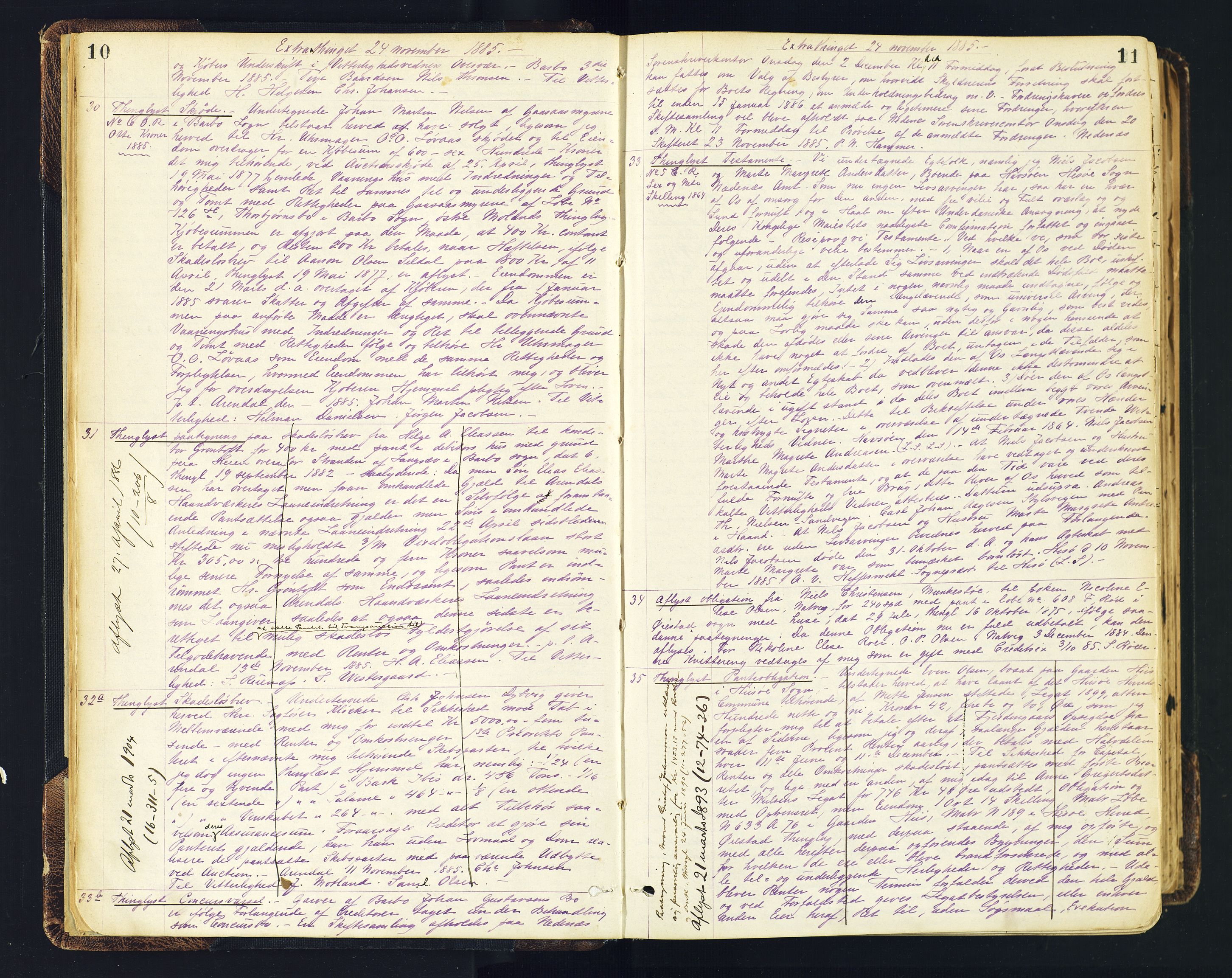 Nedenes sorenskriveri, AV/SAK-1221-0006/G/Gb/Gba/L0013: Mortgage book no. 10, 1885-1888, p. 10-11