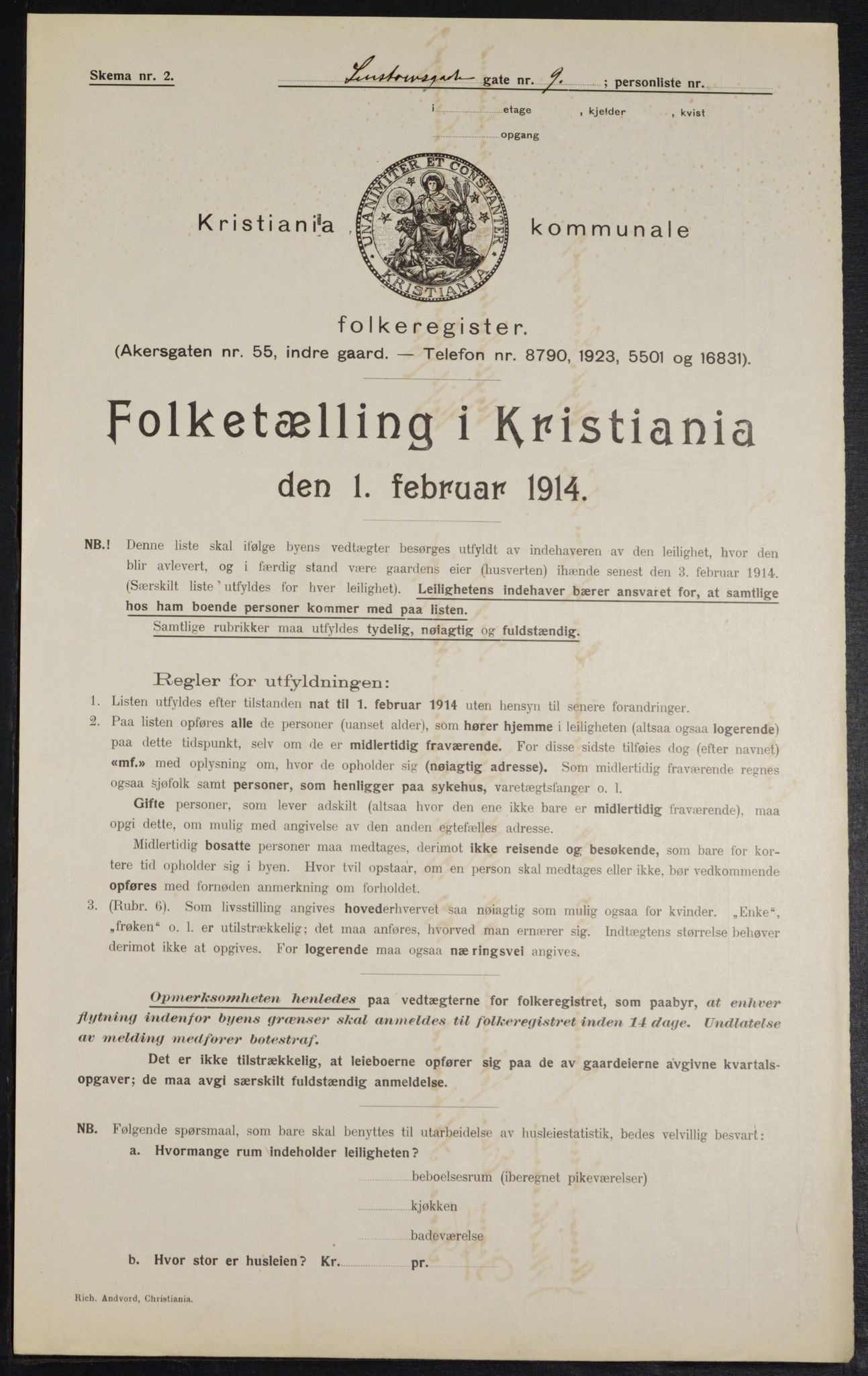 OBA, Municipal Census 1914 for Kristiania, 1914, p. 57694