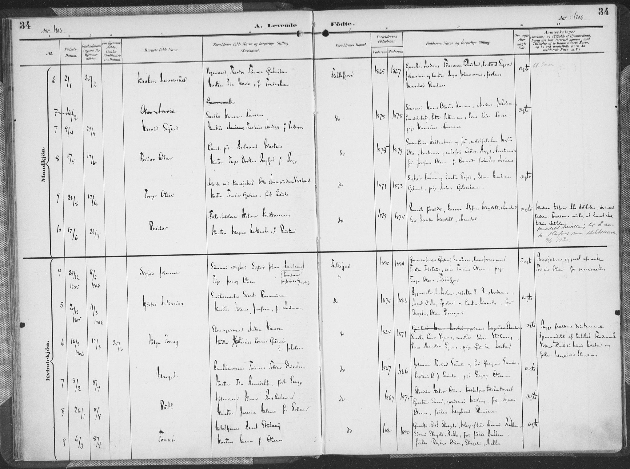 Flekkefjord sokneprestkontor, AV/SAK-1111-0012/F/Fa/Faa/L0002: Parish register (official) no. A 2, 1900-1912, p. 34