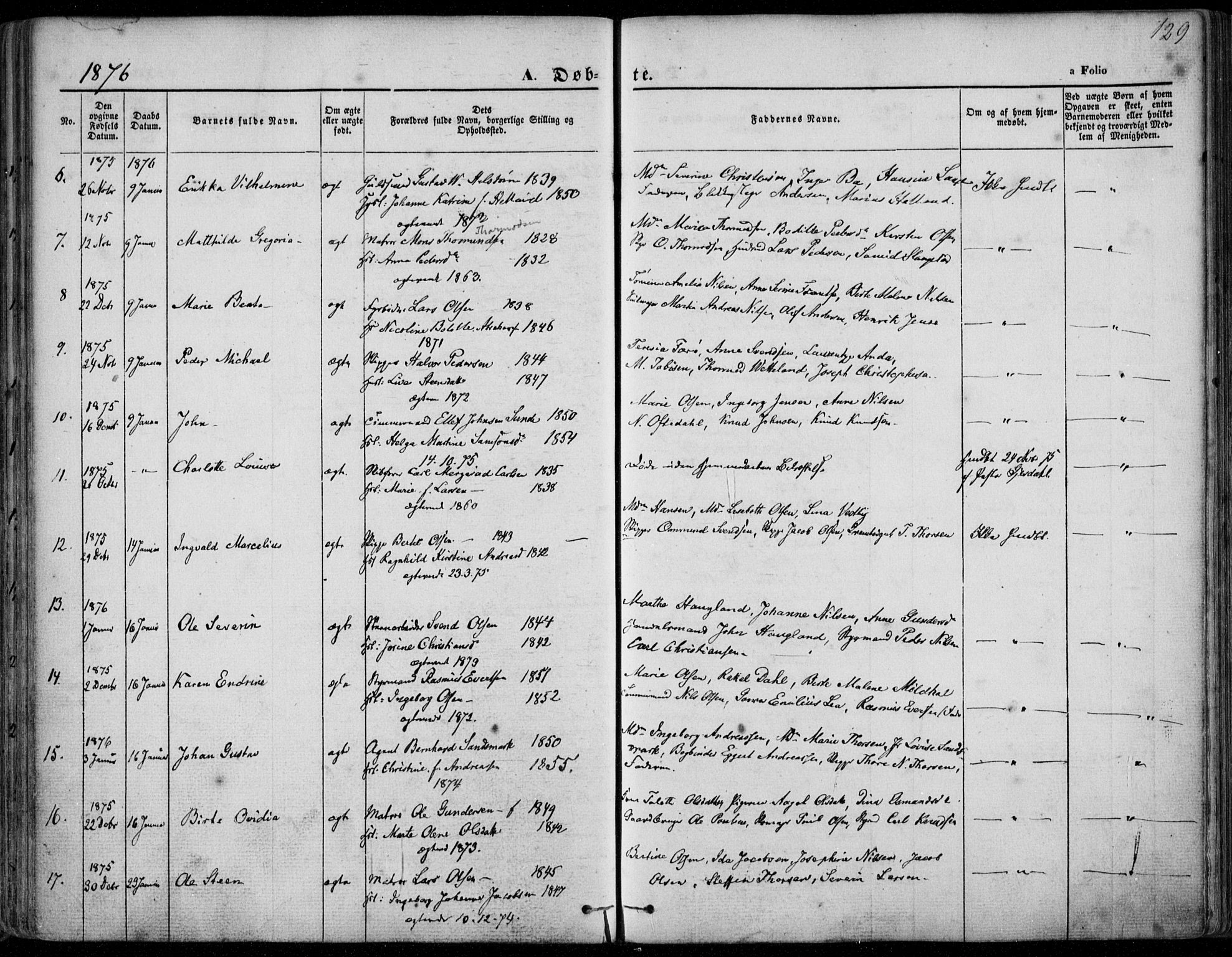 Domkirken sokneprestkontor, AV/SAST-A-101812/001/30/30BA/L0022: Parish register (official) no. A 21, 1868-1877, p. 129