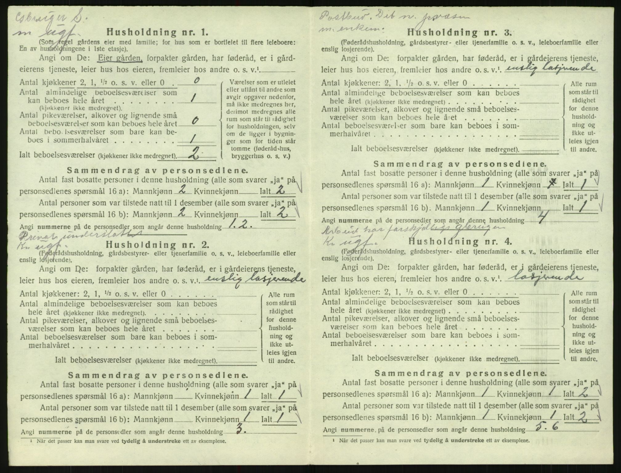 SAK, 1920 census for Bykle, 1920, p. 210