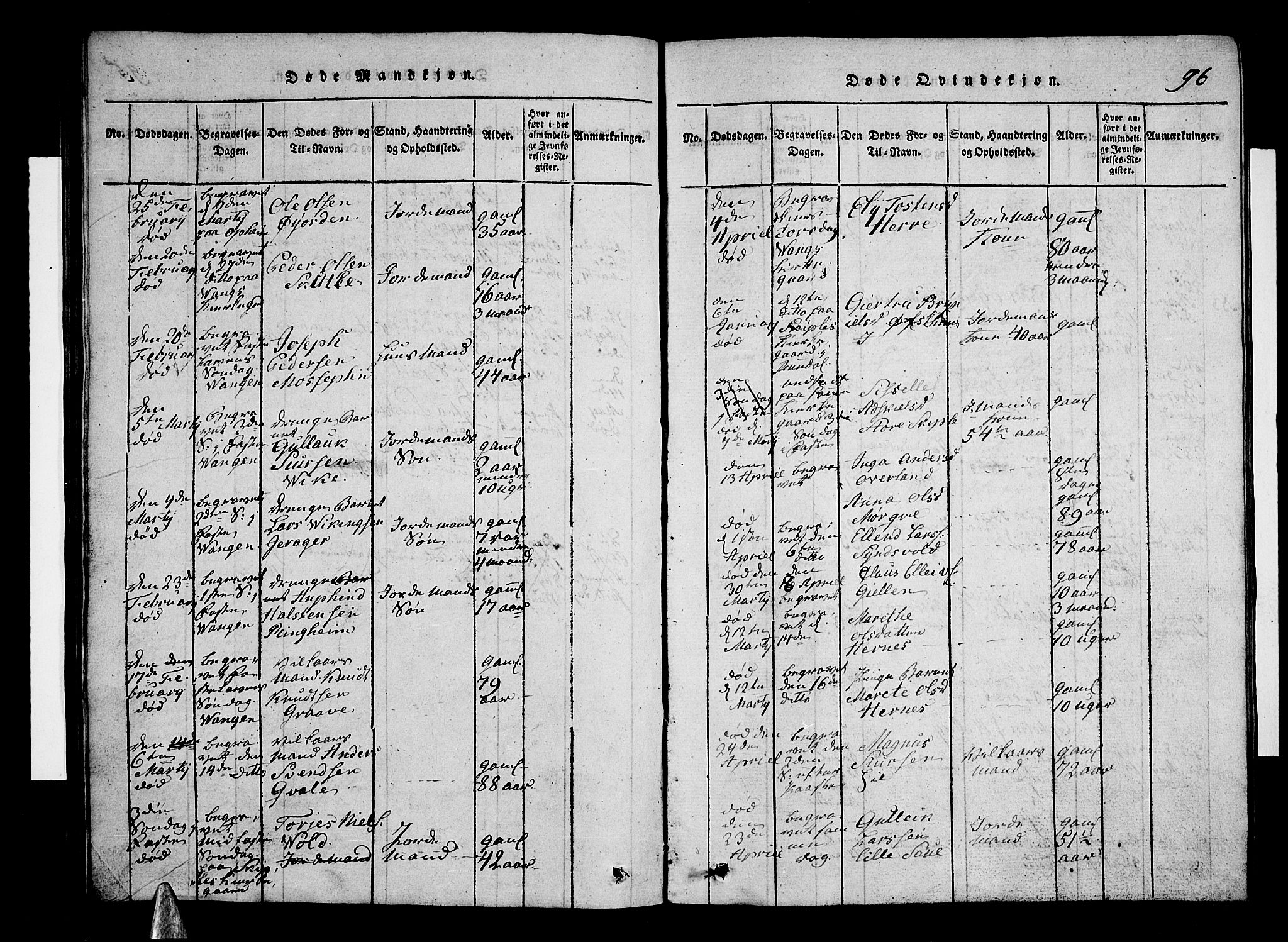 Voss sokneprestembete, AV/SAB-A-79001/H/Hab: Parish register (copy) no. A 1, 1816-1818, p. 96