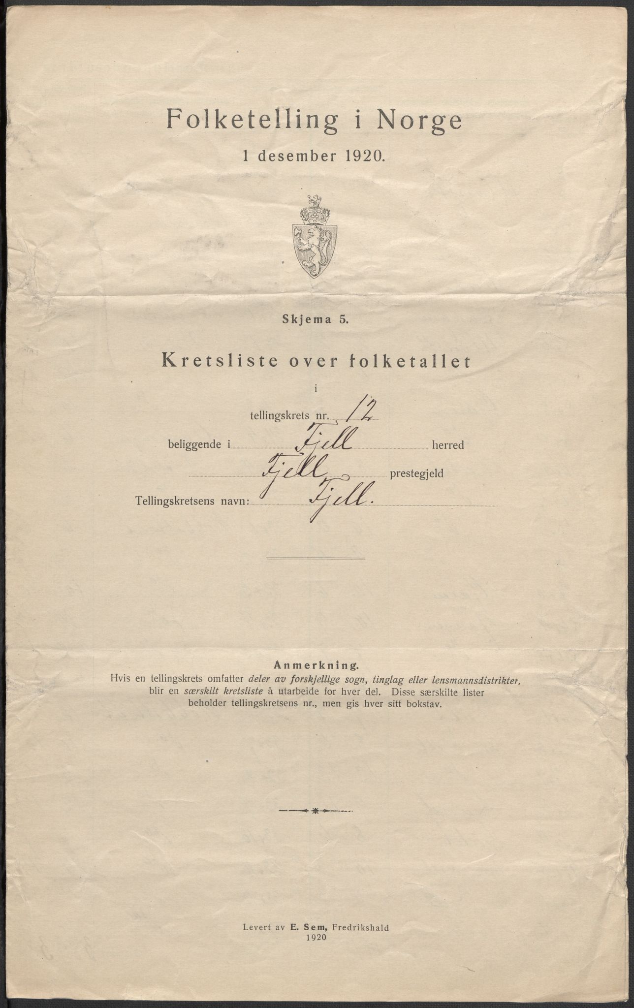 SAB, 1920 census for Fjell, 1920, p. 37