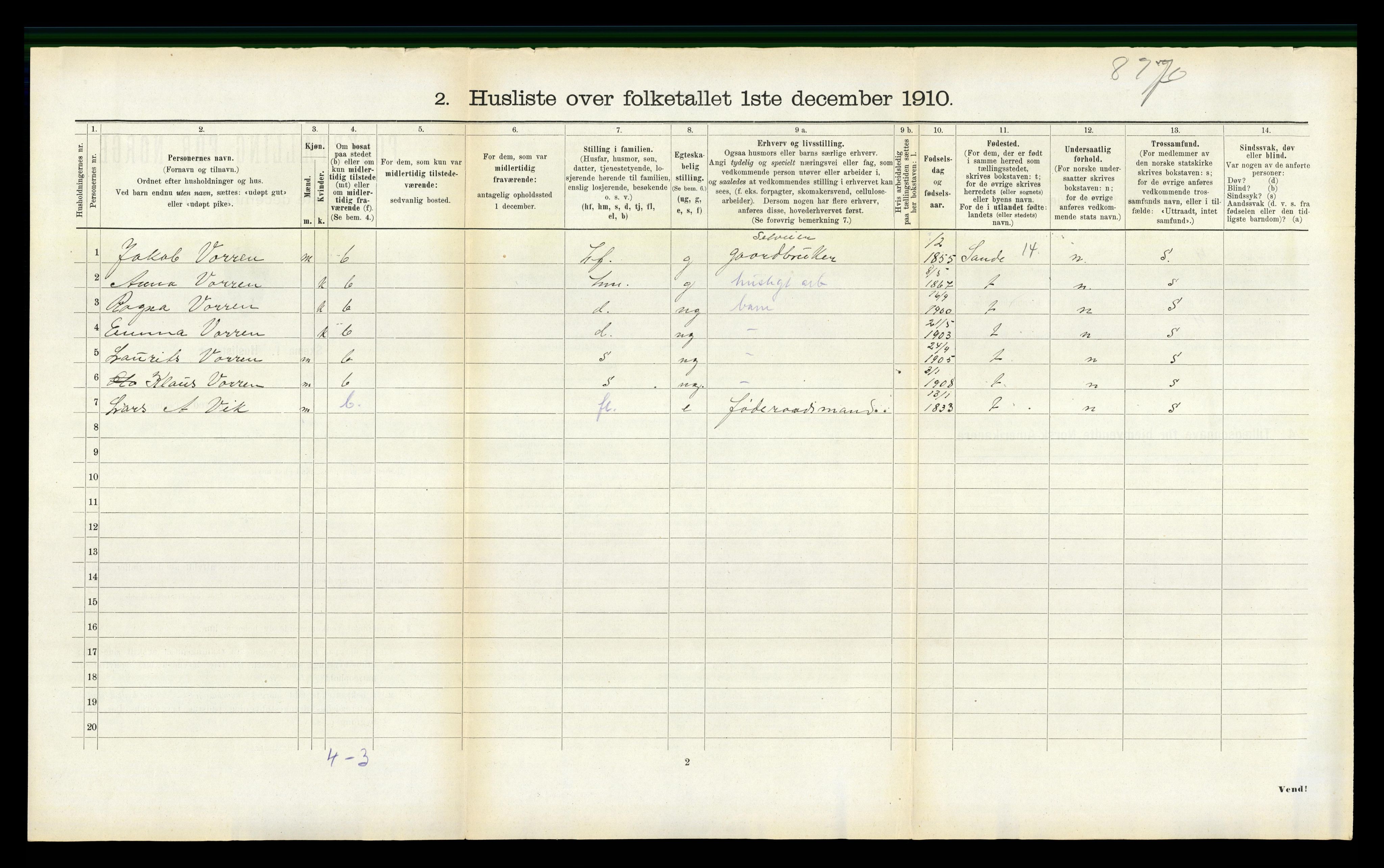 RA, 1910 census for Vanylven, 1910, p. 792