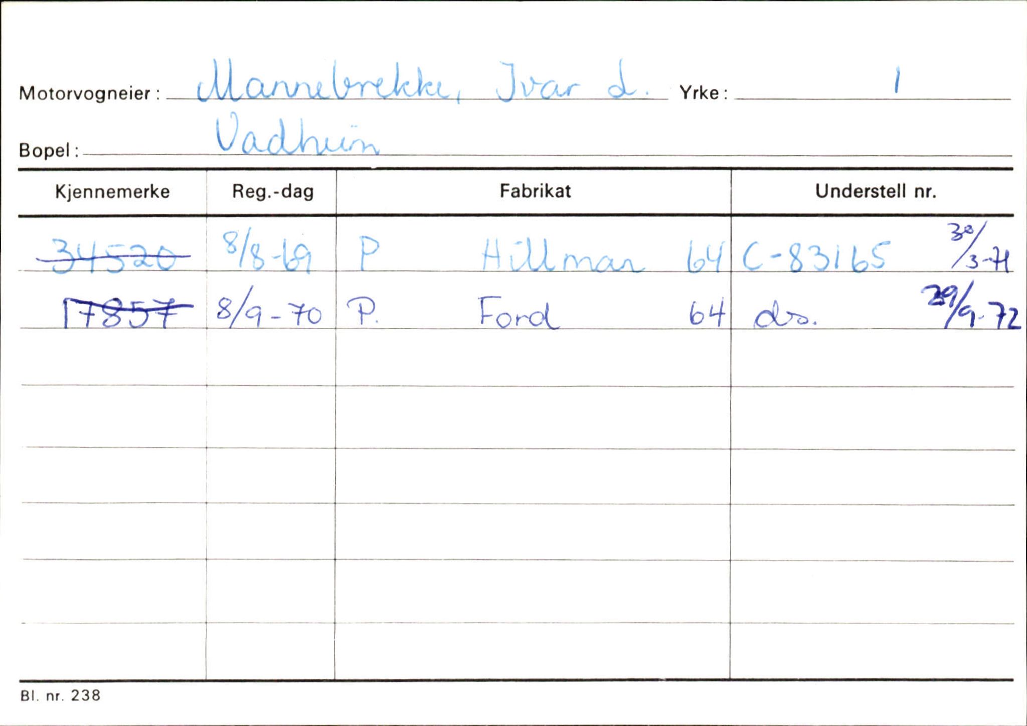 Statens vegvesen, Sogn og Fjordane vegkontor, SAB/A-5301/4/F/L0130: Eigarregister Eid T-Å. Høyanger A-O, 1945-1975, p. 2076