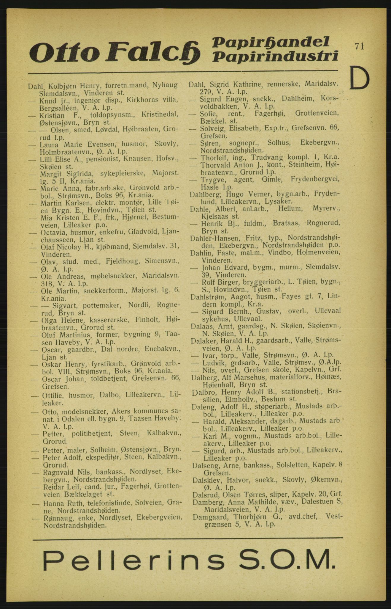 Aker adressebok/adressekalender, PUBL/001/A/002: Akers adressekalender, 1922, p. 71