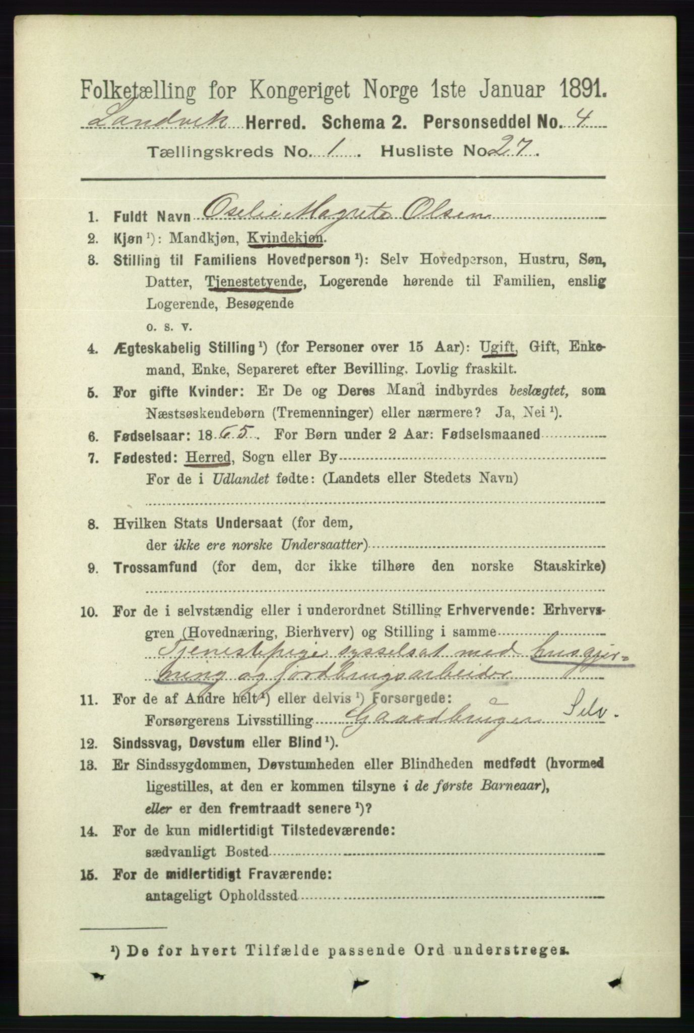 RA, 1891 census for 0924 Landvik, 1891, p. 239