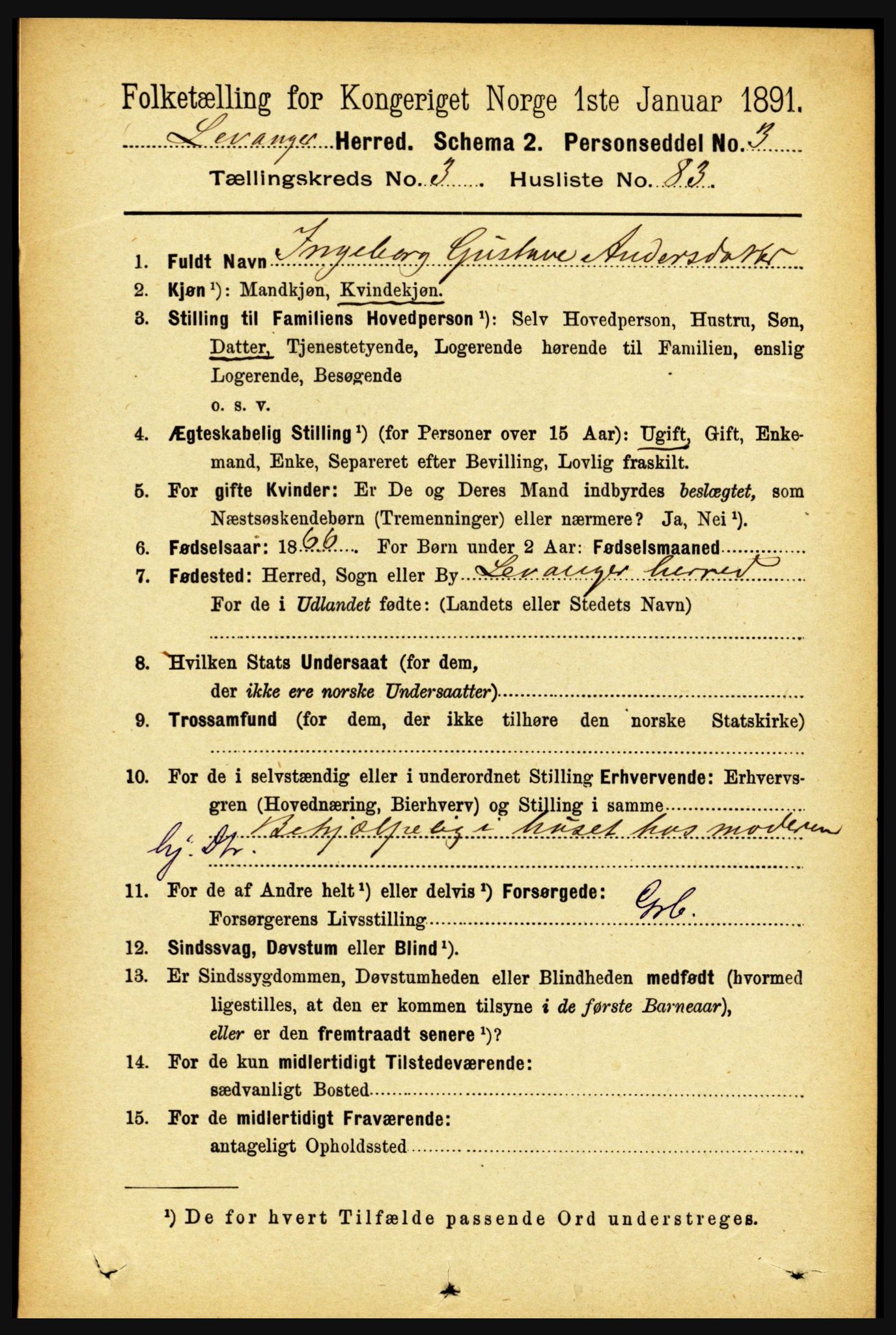 RA, 1891 census for 1720 Levanger, 1891, p. 2071