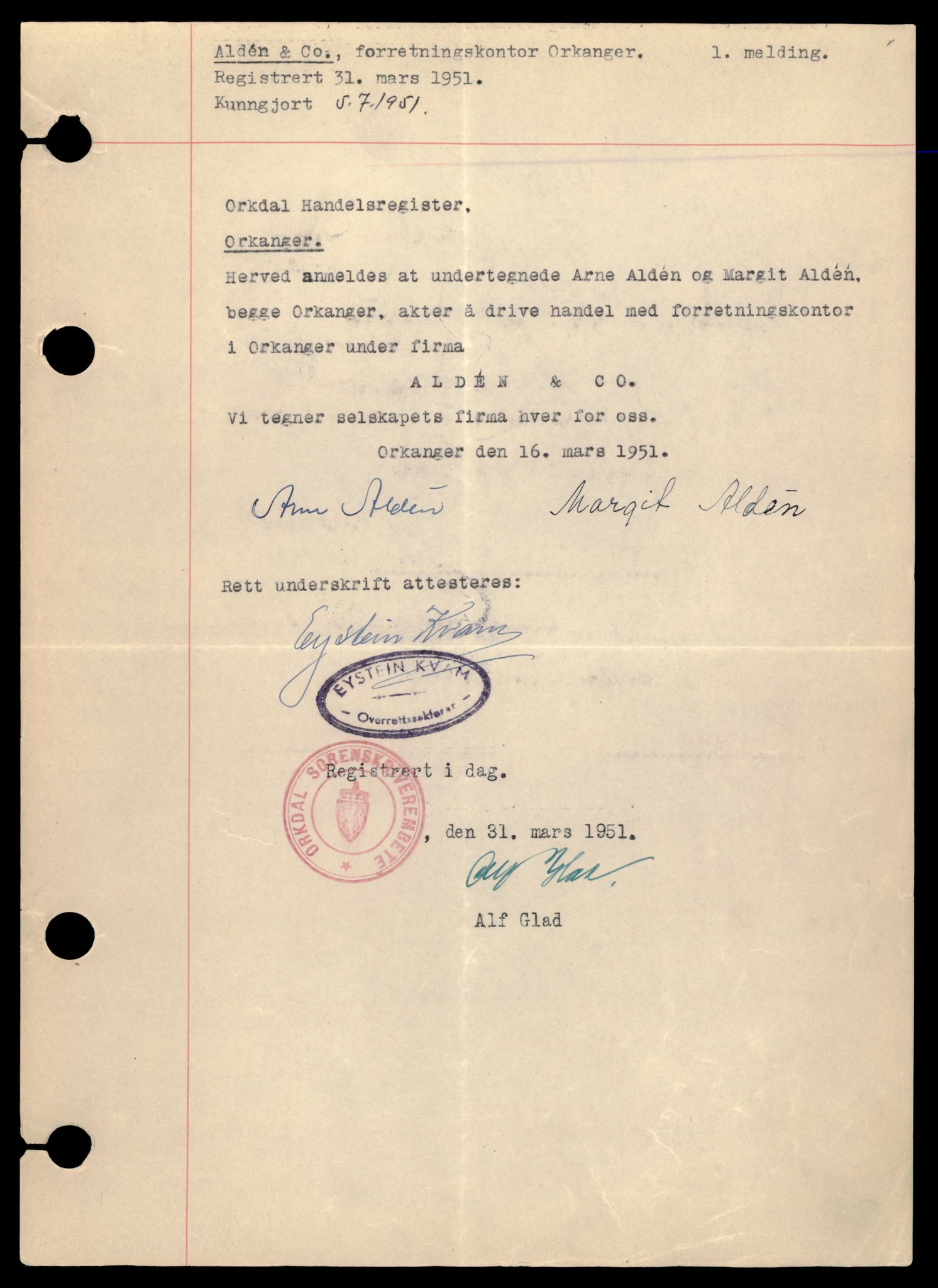 Orkdal sorenskriveri, AV/SAT-A-4169/2/J/Jc/Jce/L0001: Enkeltmannsforetak, A - Å, 1944-1990, p. 3