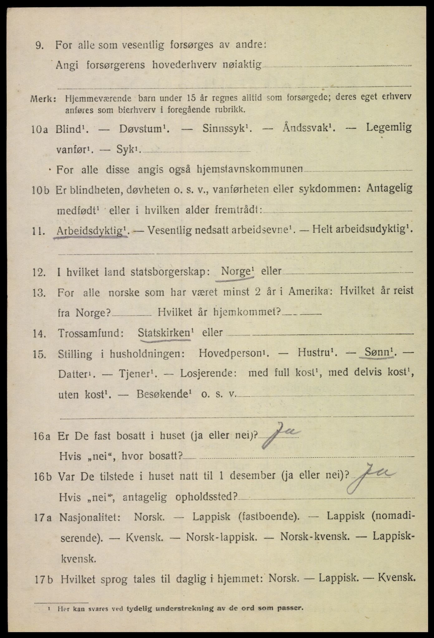 SAT, 1920 census for Gimsøy, 1920, p. 1970