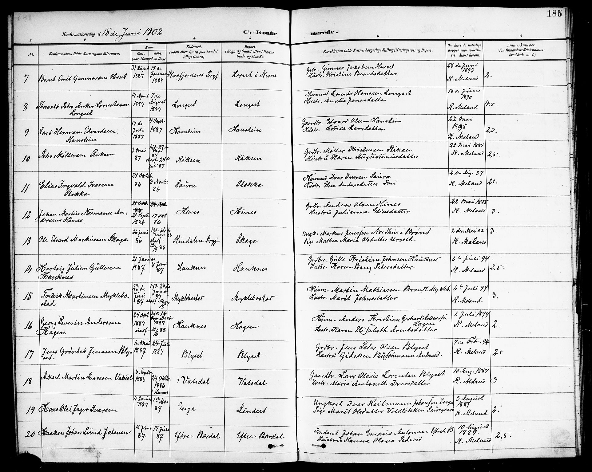 Ministerialprotokoller, klokkerbøker og fødselsregistre - Nordland, SAT/A-1459/838/L0559: Parish register (copy) no. 838C06, 1893-1910, p. 185
