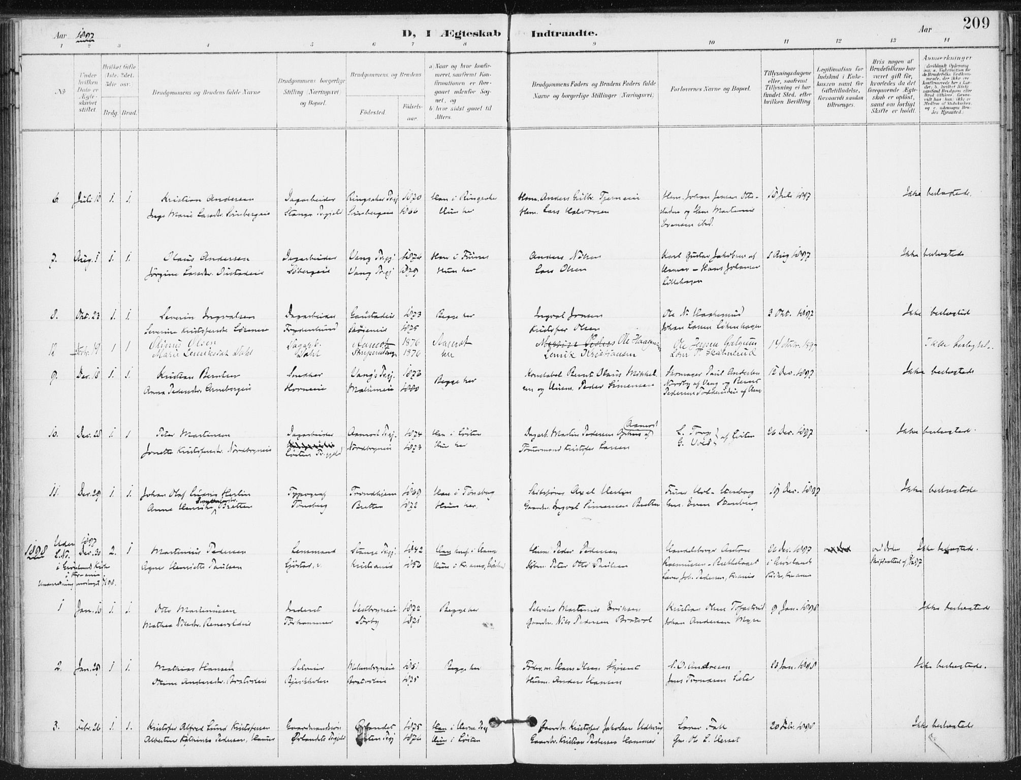 Romedal prestekontor, AV/SAH-PREST-004/K/L0011: Parish register (official) no. 11, 1896-1912, p. 209