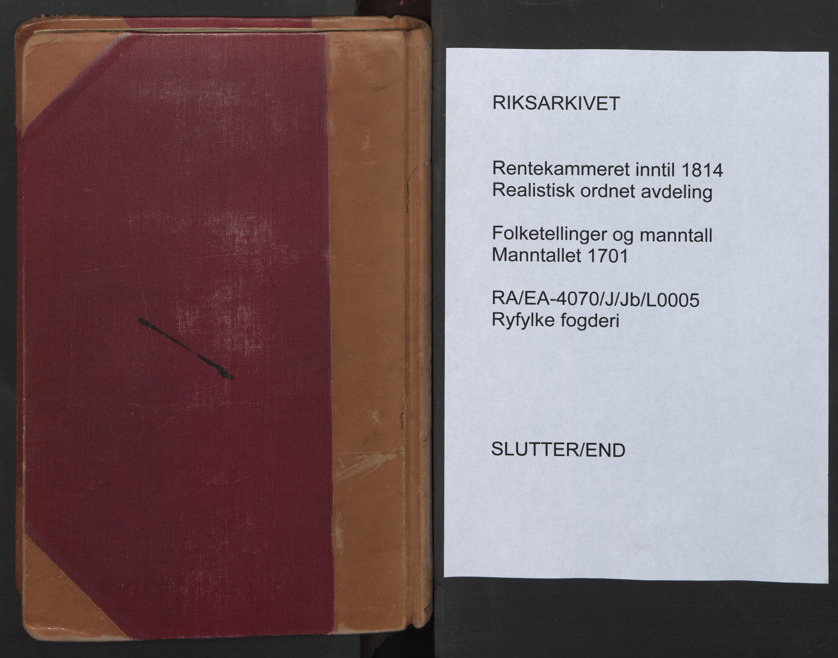 RA, Census (manntall) 1701, no. 5: Ryfylke fogderi, 1701