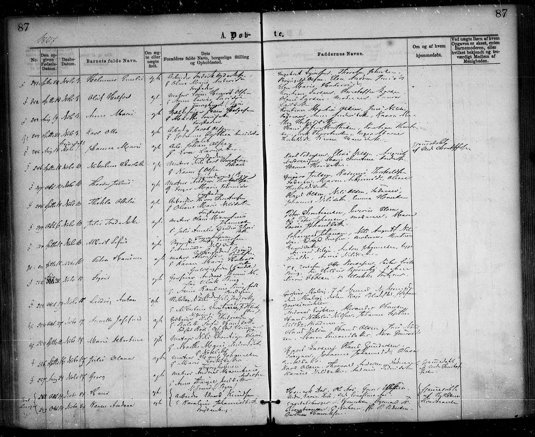 Glemmen prestekontor Kirkebøker, SAO/A-10908/F/Fa/L0008: Parish register (official) no. 8, 1862-1871, p. 87
