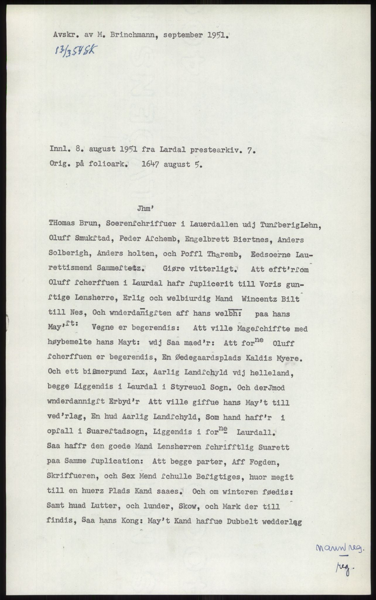 Samlinger til kildeutgivelse, Diplomavskriftsamlingen, AV/RA-EA-4053/H/Ha, p. 262