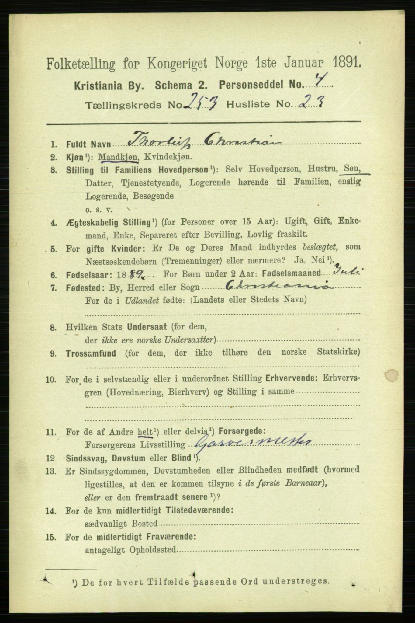 RA, 1891 census for 0301 Kristiania, 1891, p. 154419