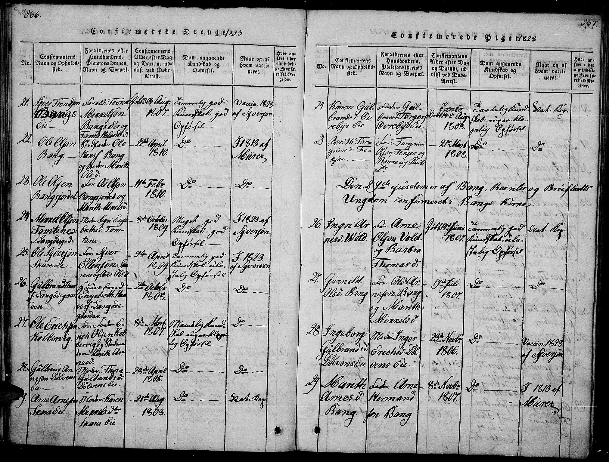 Sør-Aurdal prestekontor, SAH/PREST-128/H/Ha/Haa/L0002: Parish register (official) no. 2, 1815-1840, p. 536-537