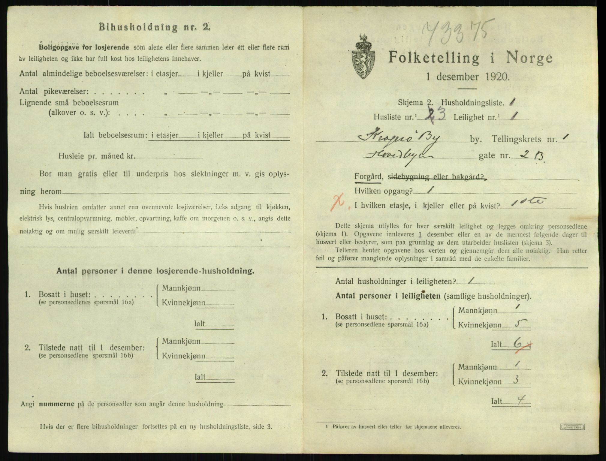 SAKO, 1920 census for Kragerø, 1920, p. 1891