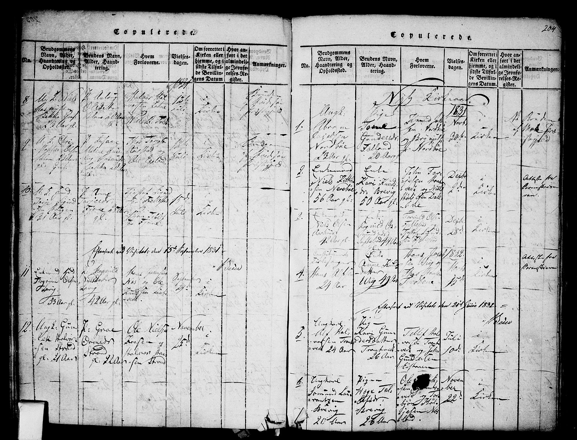 Nissedal kirkebøker, AV/SAKO-A-288/F/Fa/L0002: Parish register (official) no. I 2, 1814-1845, p. 204