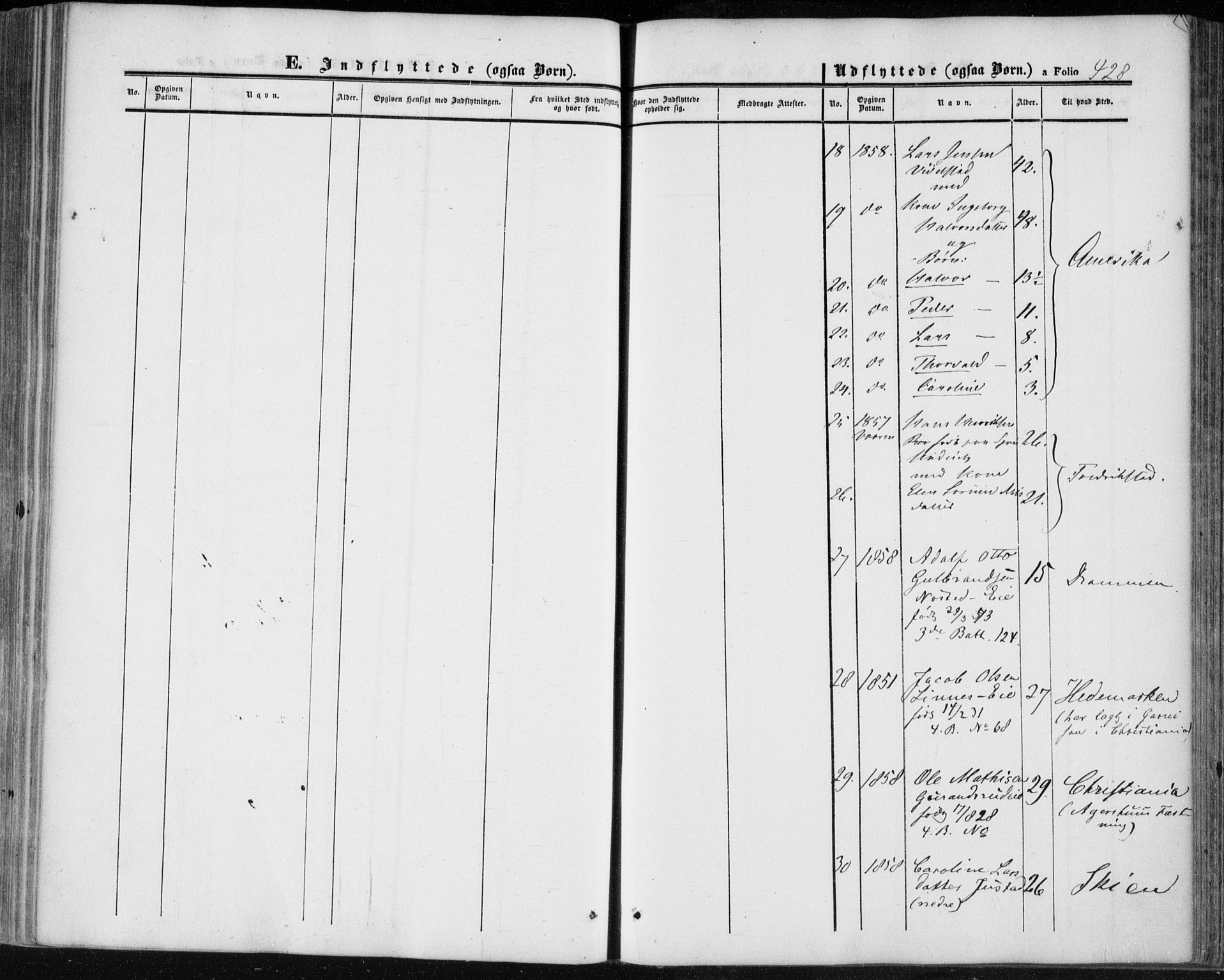 Lier kirkebøker, SAKO/A-230/F/Fa/L0012: Parish register (official) no. I 12, 1854-1864, p. 428