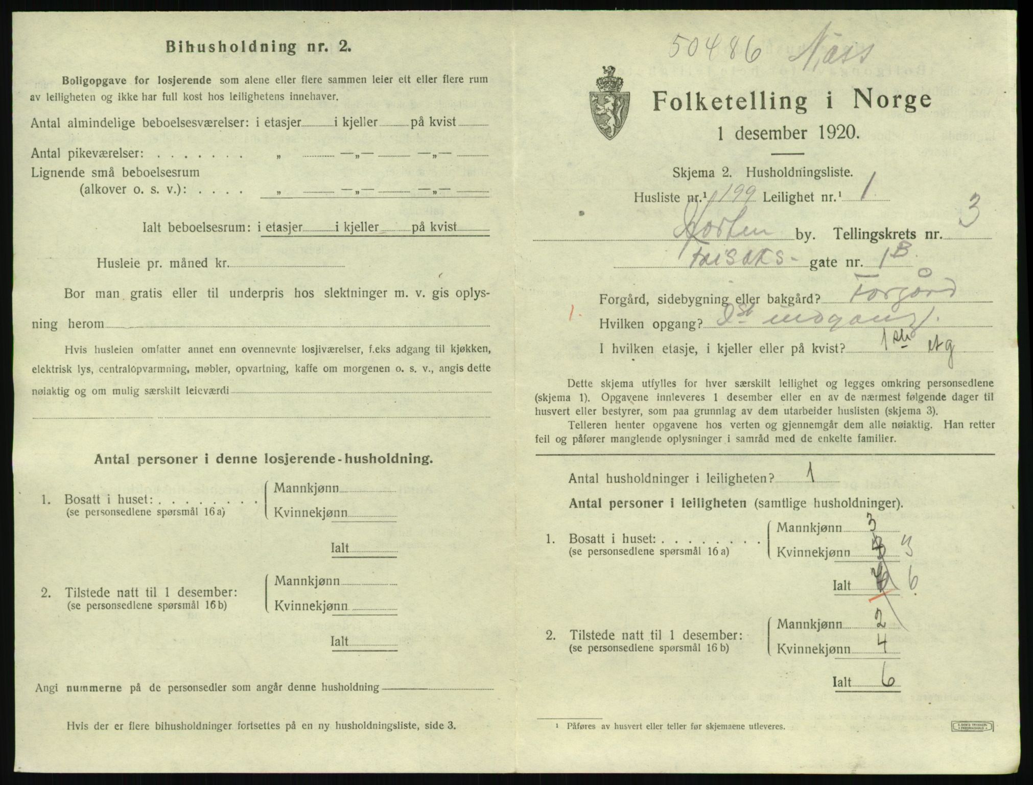 SAKO, 1920 census for Horten, 1920, p. 4765