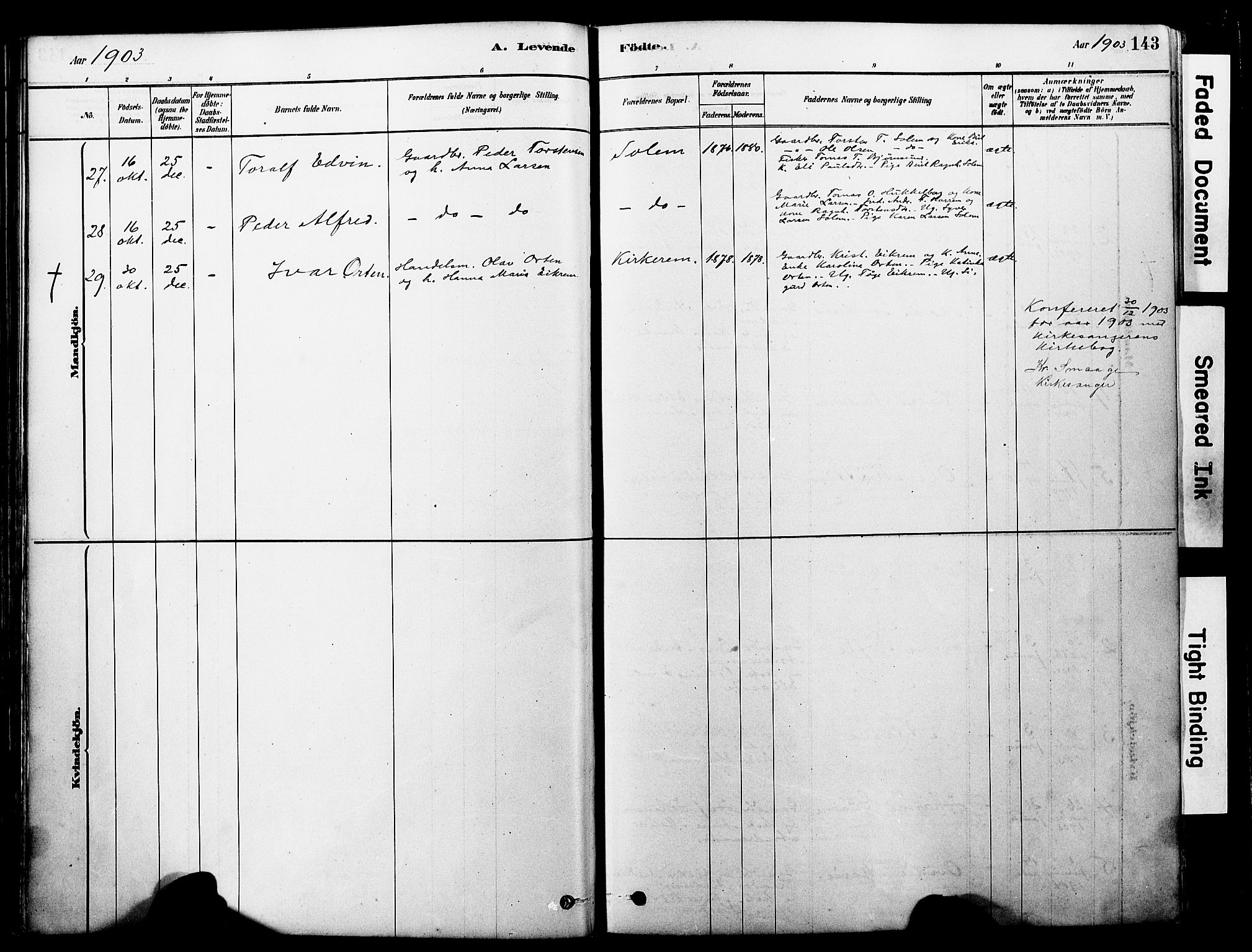Ministerialprotokoller, klokkerbøker og fødselsregistre - Møre og Romsdal, SAT/A-1454/560/L0721: Parish register (official) no. 560A05, 1878-1917, p. 143