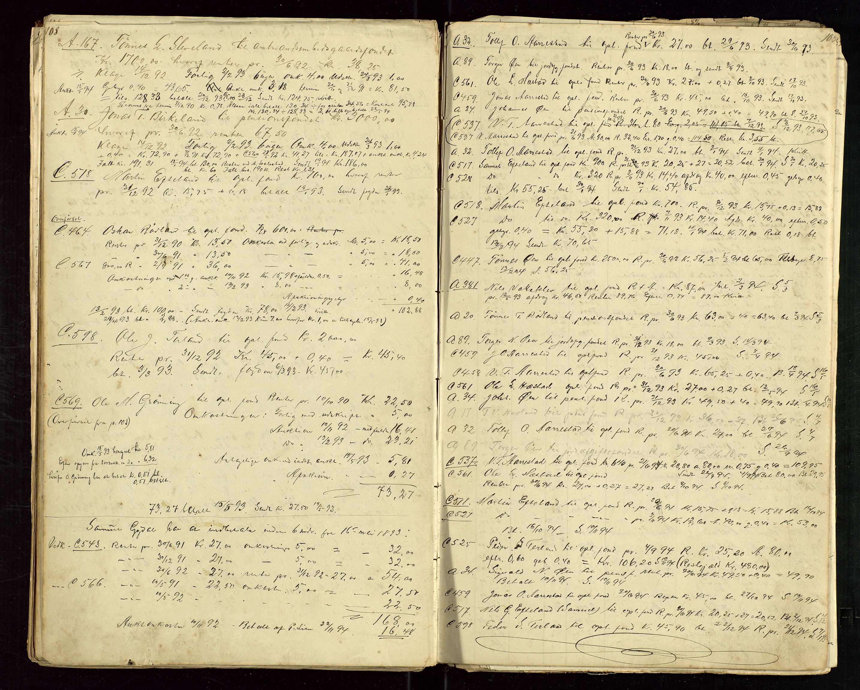 Helleland lensmannskontor, AV/SAST-A-100209/Ya/L0005: "Dagbog", 1880-1899, p. 108-109