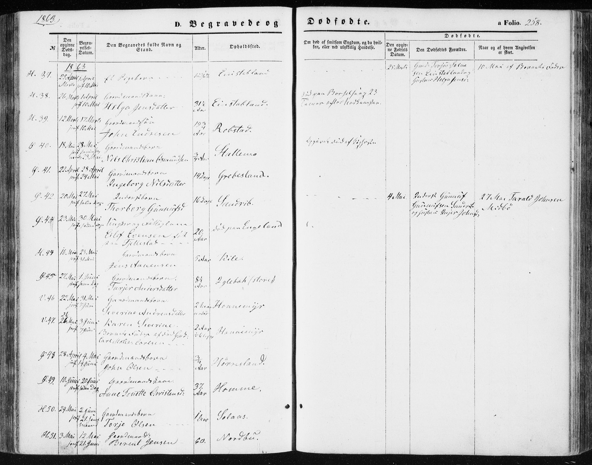 Vennesla sokneprestkontor, AV/SAK-1111-0045/Fa/Fac/L0007: Parish register (official) no. A 7, 1855-1873, p. 258