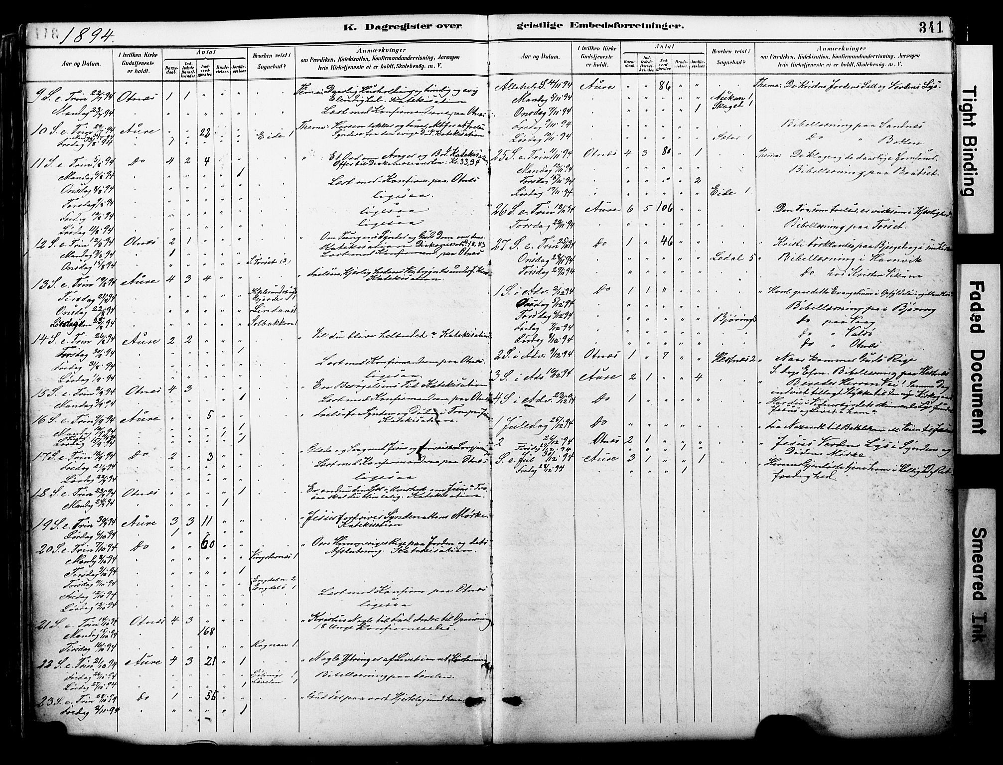 Ministerialprotokoller, klokkerbøker og fødselsregistre - Møre og Romsdal, AV/SAT-A-1454/578/L0907: Parish register (official) no. 578A06, 1887-1904, p. 341