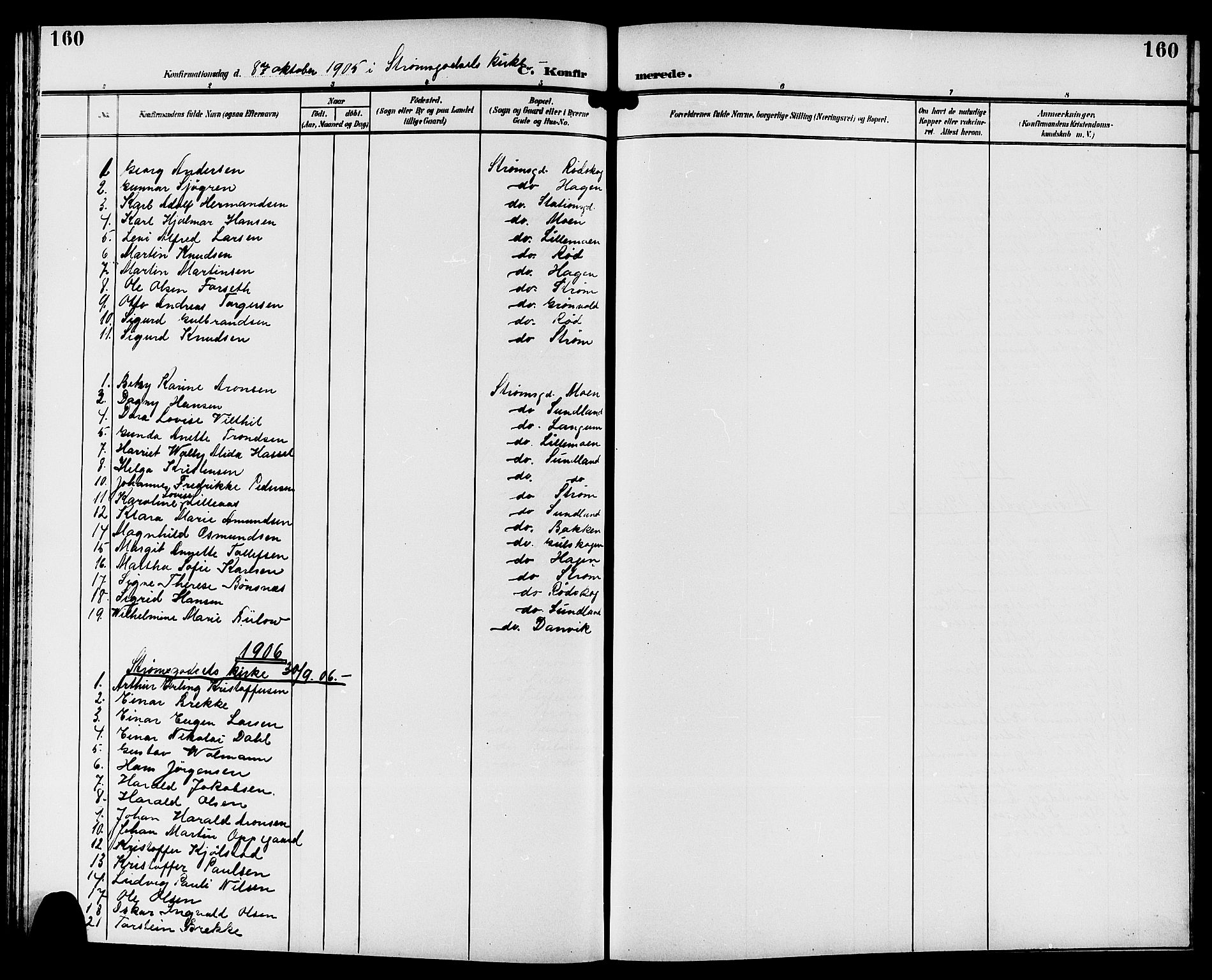 Strømsgodset kirkebøker, SAKO/A-324/G/Ga/L0002: Parish register (copy) no. 2, 1885-1910, p. 160