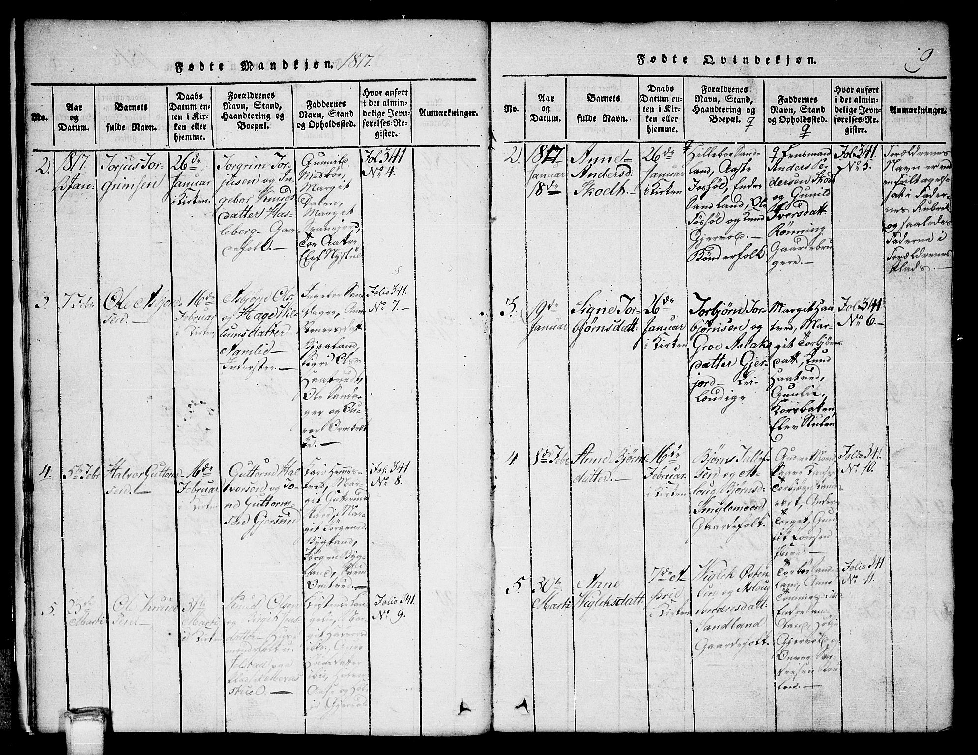 Kviteseid kirkebøker, SAKO/A-276/G/Gb/L0001: Parish register (copy) no. II 1, 1815-1842, p. 9