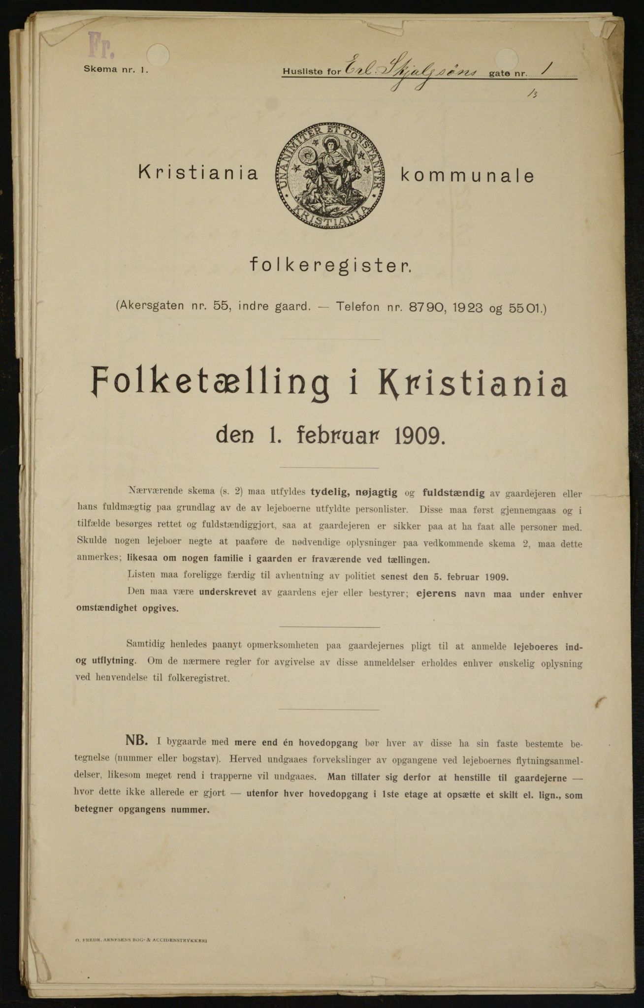 OBA, Municipal Census 1909 for Kristiania, 1909, p. 19863