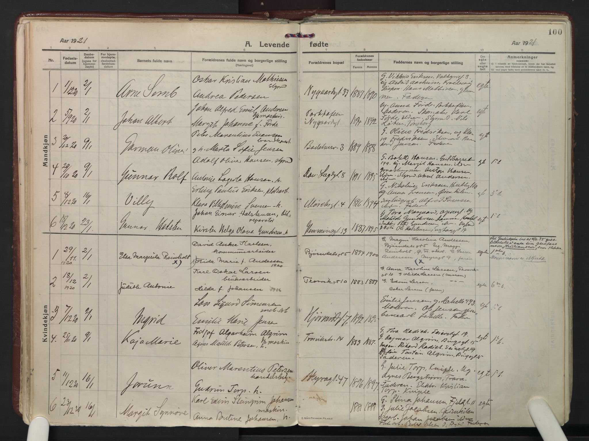 Fredrikstad domkirkes prestekontor Kirkebøker, AV/SAO-A-10906/F/Fa/L0010: Parish register (official) no. 10, 1914-1946, p. 100
