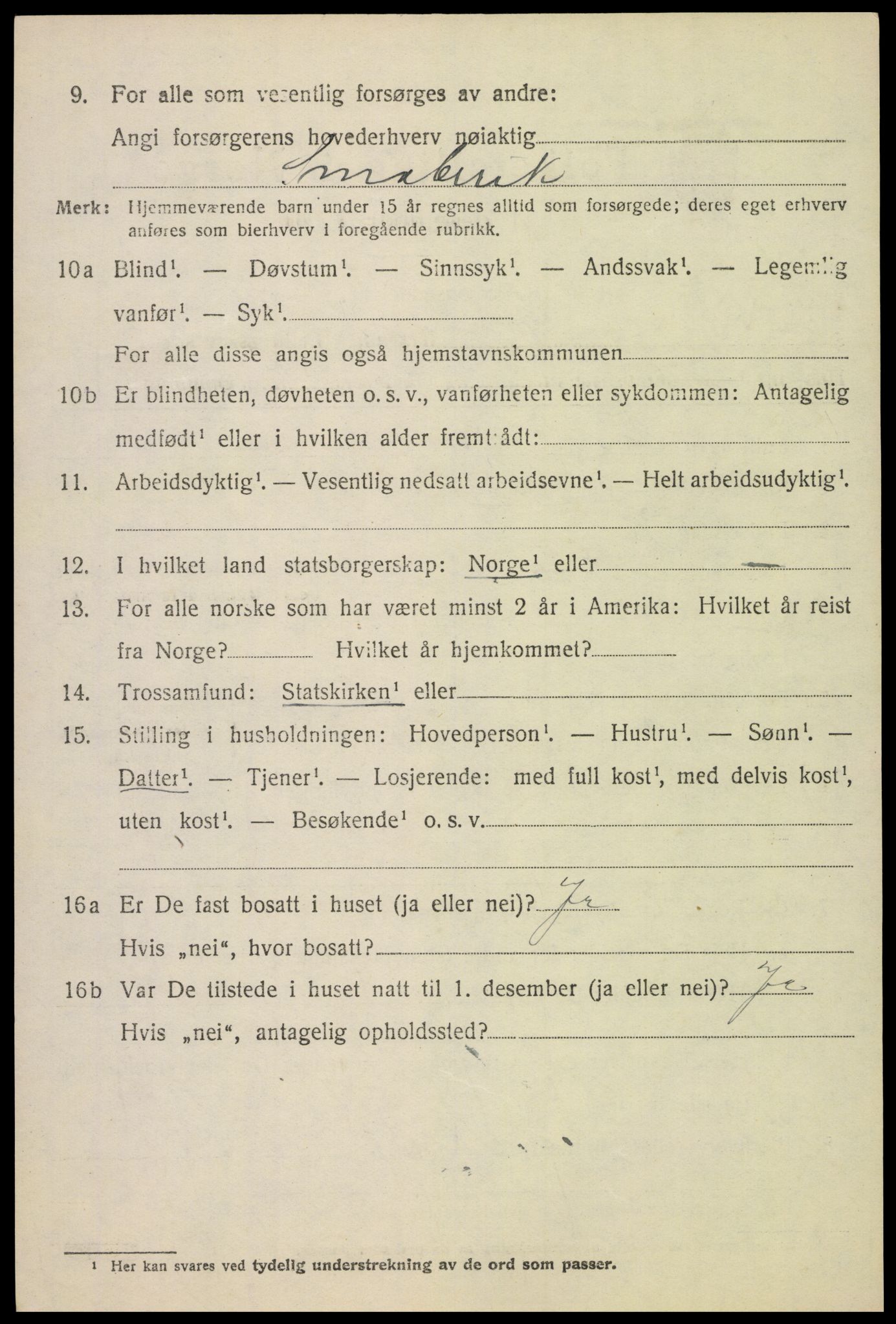 SAH, 1920 census for Vestre Toten, 1920, p. 8861