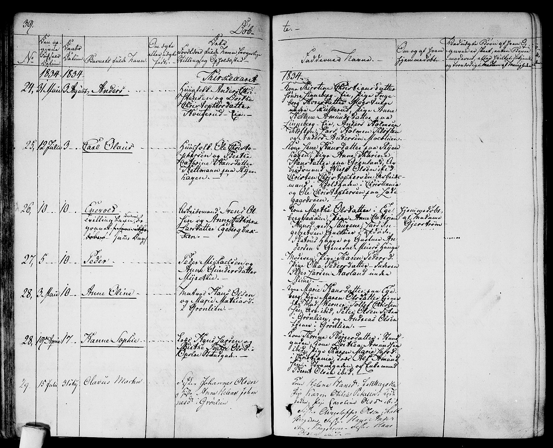 Gamlebyen prestekontor Kirkebøker, AV/SAO-A-10884/F/Fa/L0003: Parish register (official) no. 3, 1829-1849, p. 39