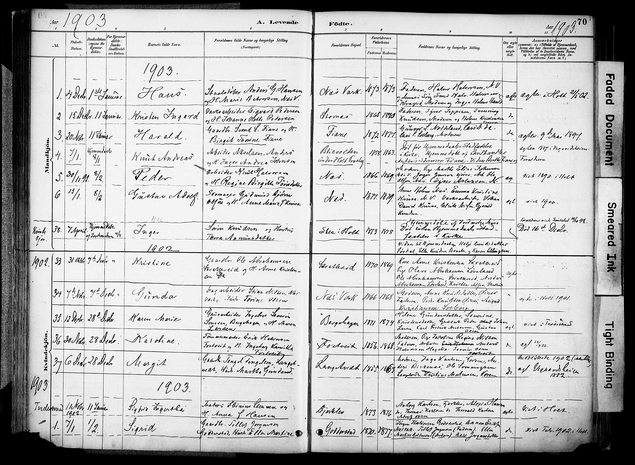 Holt sokneprestkontor, AV/SAK-1111-0021/F/Fa/L0012: Parish register (official) no. A 12, 1885-1907, p. 70