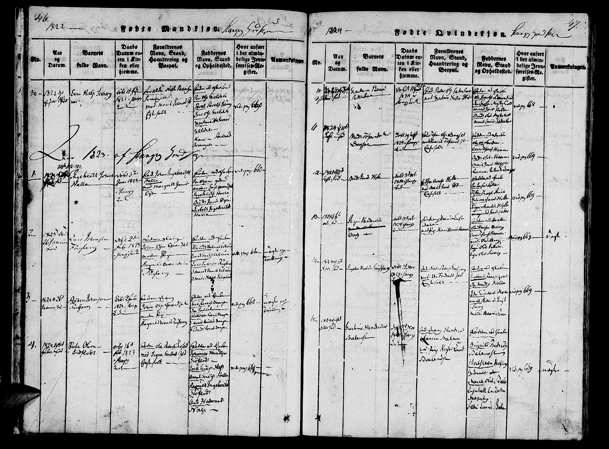 Ministerialprotokoller, klokkerbøker og fødselsregistre - Møre og Romsdal, AV/SAT-A-1454/592/L1023: Parish register (official) no. 592A02, 1820-1830, p. 46-47